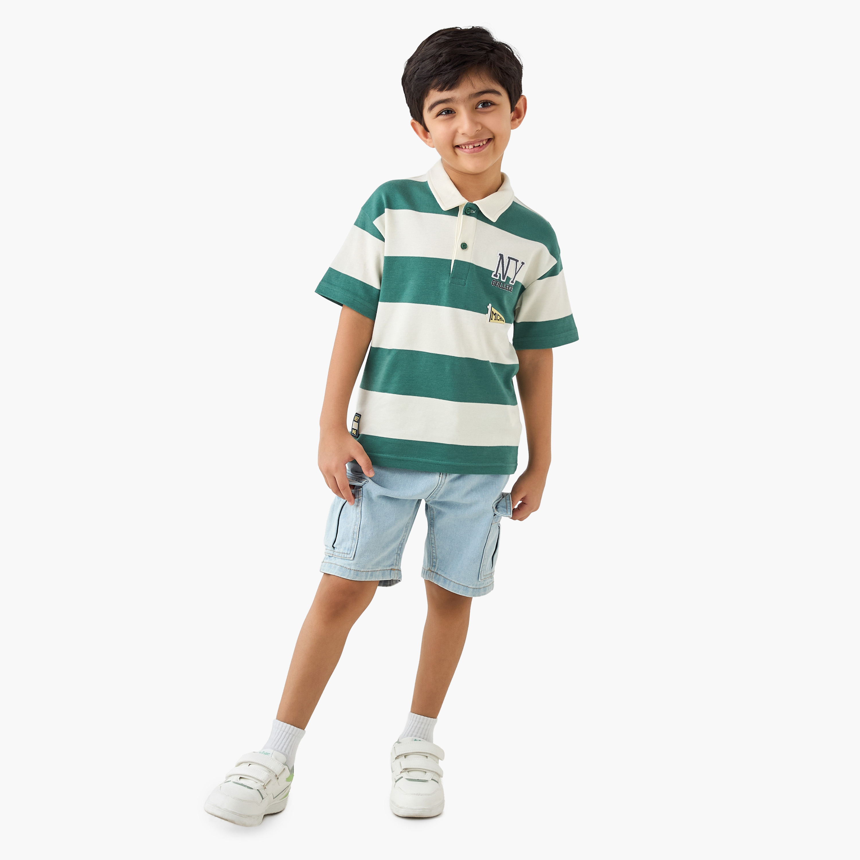 Juniors Collared Short Sleeves Polo T-shirt with Stripes-boys-clothing-tshirtsandpolos-image-2