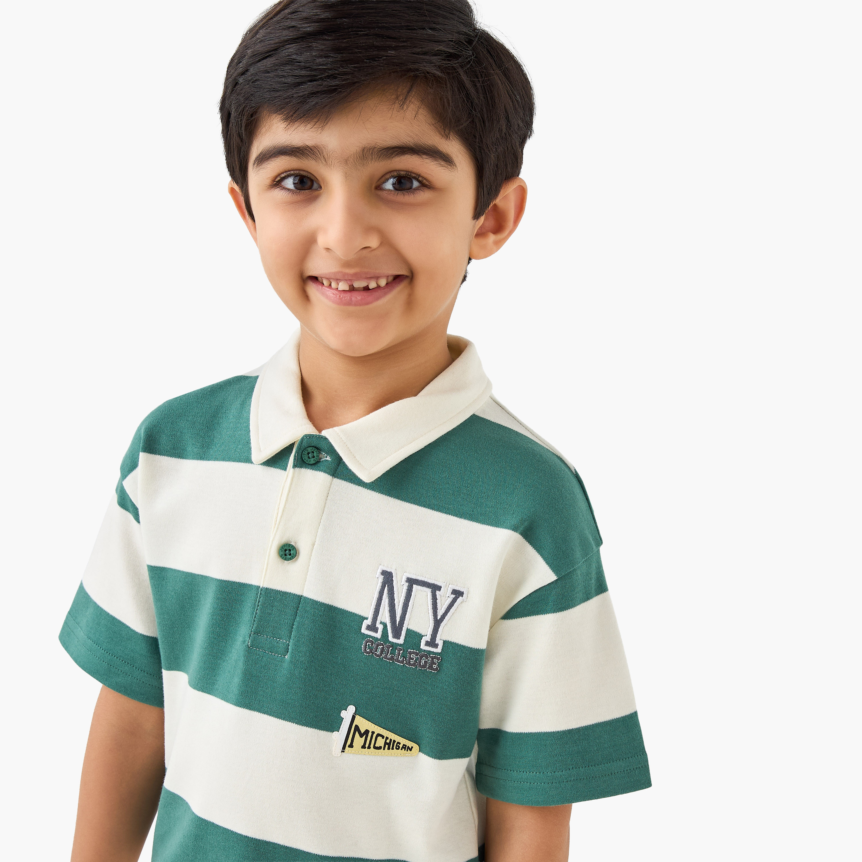 Juniors Collared Short Sleeves Polo T-shirt with Stripes-boys-clothing-tshirtsandpolos-image-4