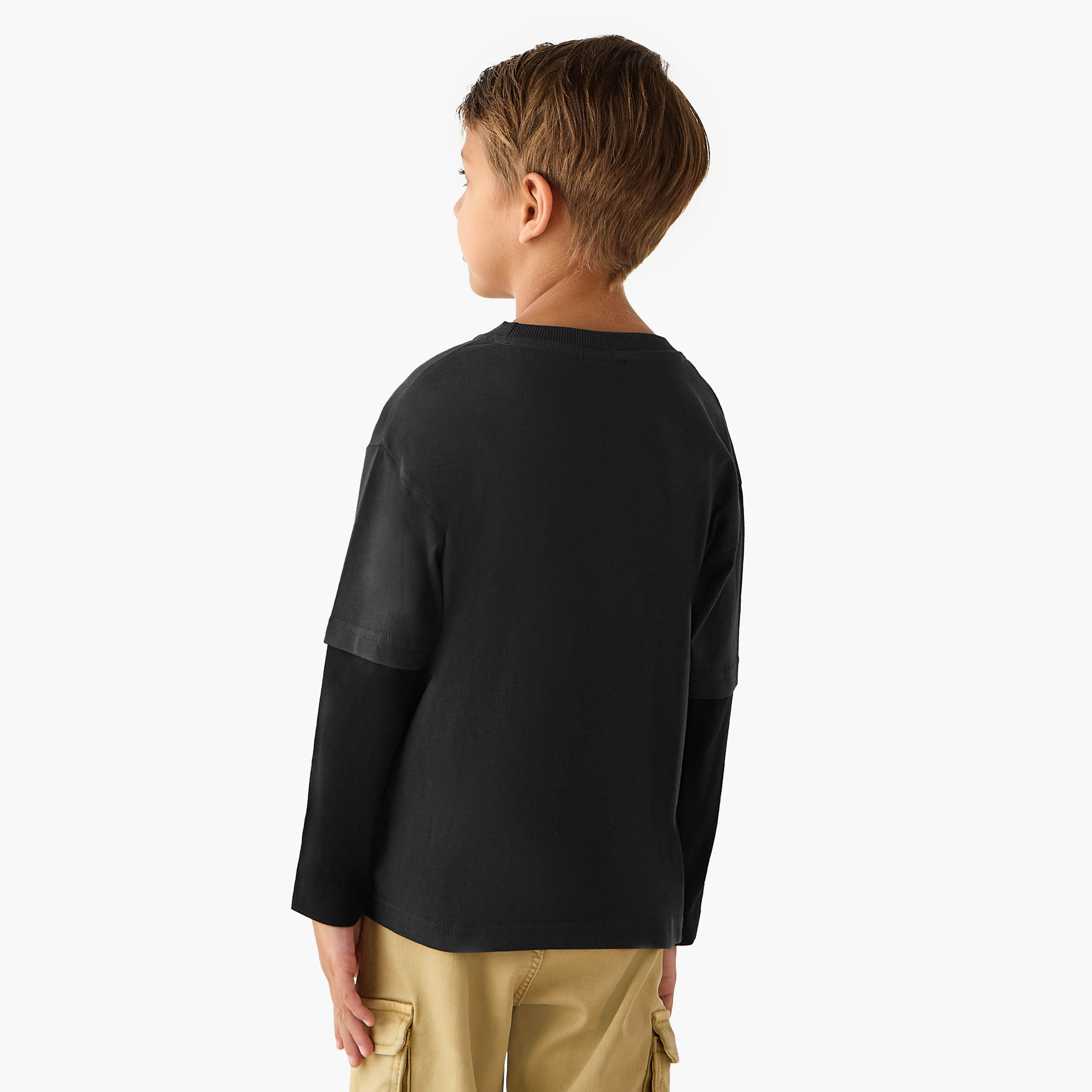 Juniors Embroidered T-shirt with Long Sleeves-boys-clothing-tshirtsandpolos-image-2