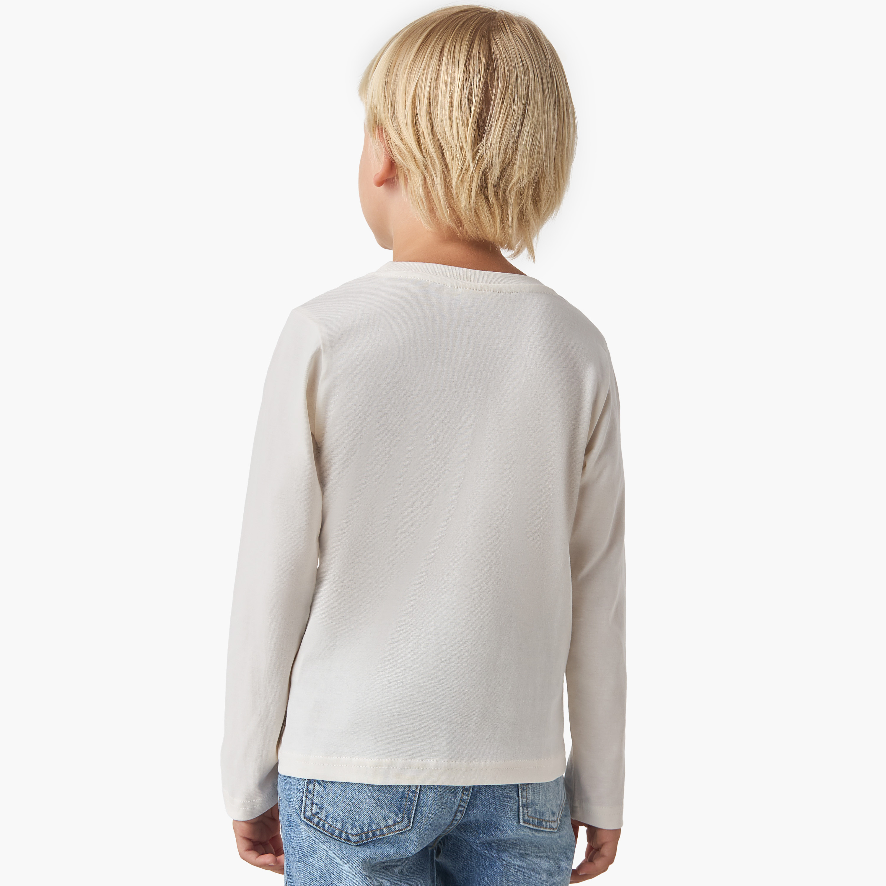 Juniors Boys Crew Neck T-shirt with Car Print - Cotton - Long Sleeves-boys-clothing-tshirtsandpolos-image-3