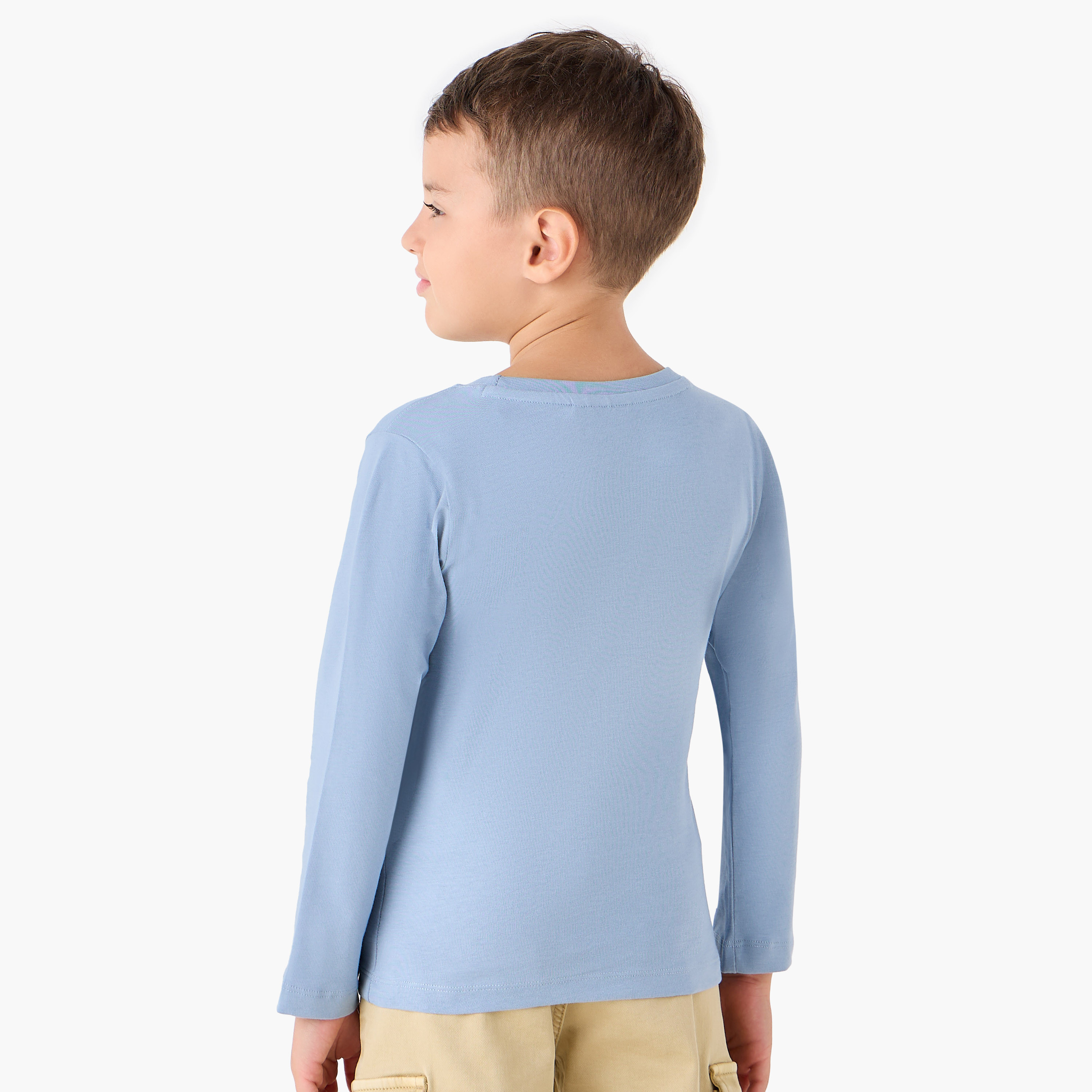 Juniors Boys Crew Neck T-shirt with Bear Print - Cotton - Long Sleeves-boys-clothing-tshirtsandpolos-image-3