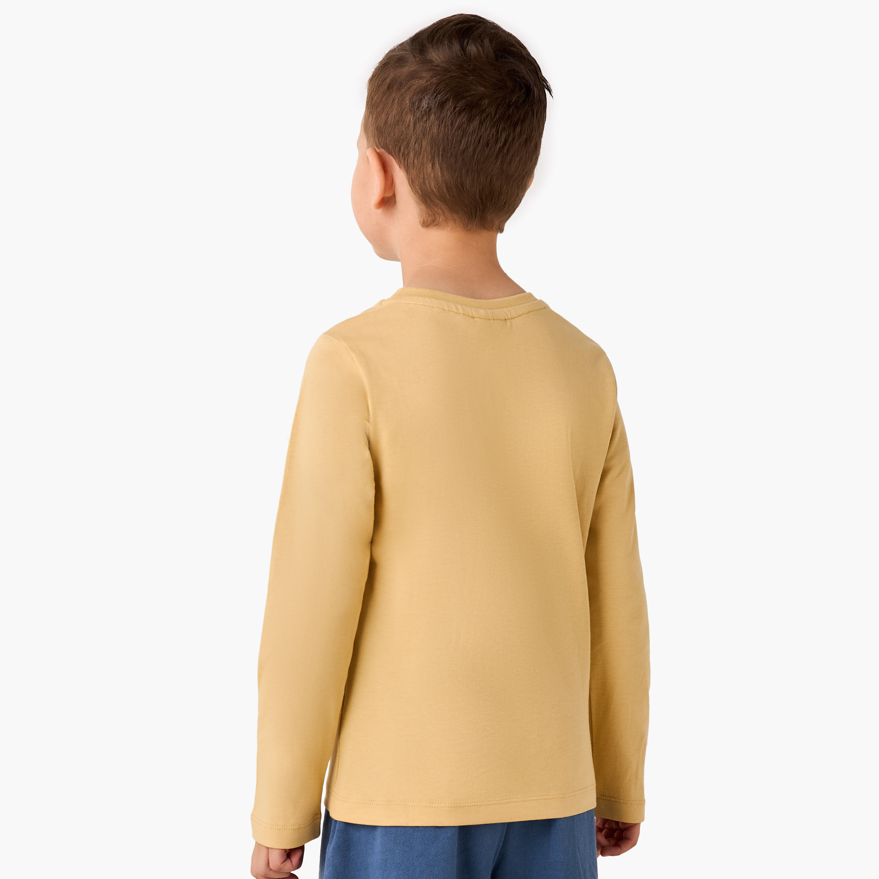 Juniors Boys Crew Neck T-shirt with Typographic Print - Cotton - Long Sleeves-boys-clothing-tshirtsandpolos-image-3