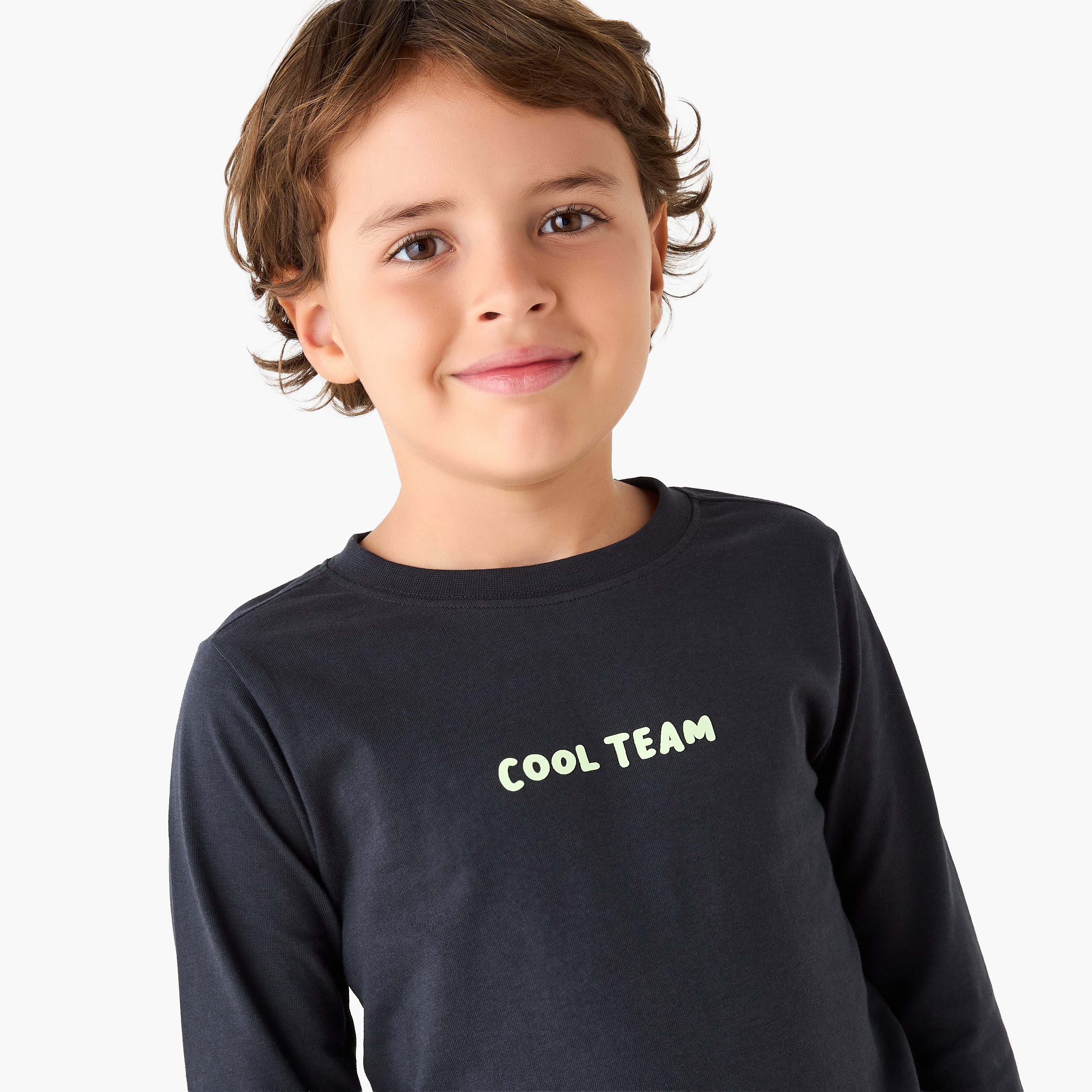 تيشيرت بأكمام طويلة وياقة مستديرة للأولاد بطبعات تايبوجرافيك - قطن من جونيورز-boys-clothing-tshirtsandpolos-image-2