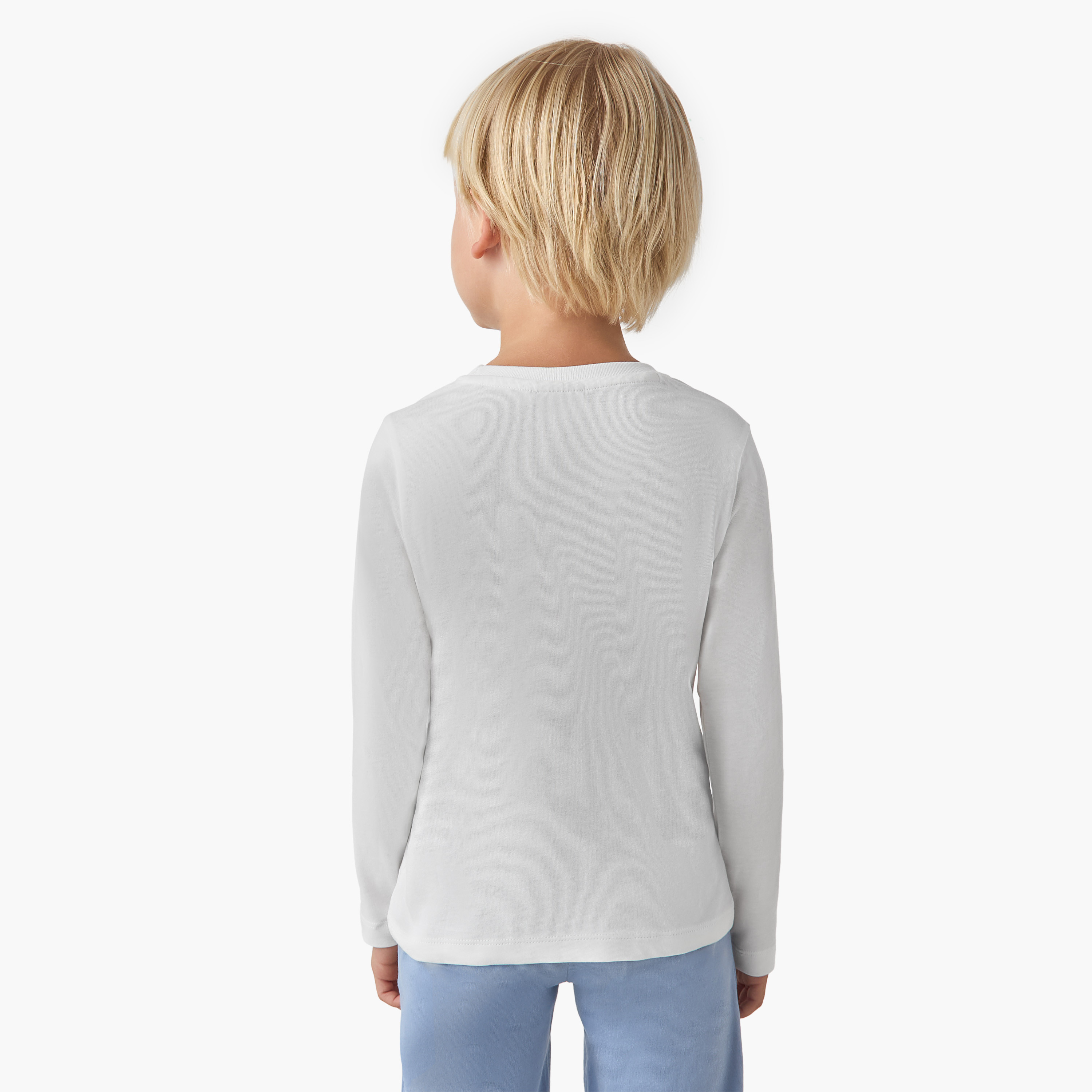 Juniors Boys' Crew Neck T-shirt with Dinosaur Print - Cotton - Long Sleeves-boys-clothing-tshirtsandpolos-image-3