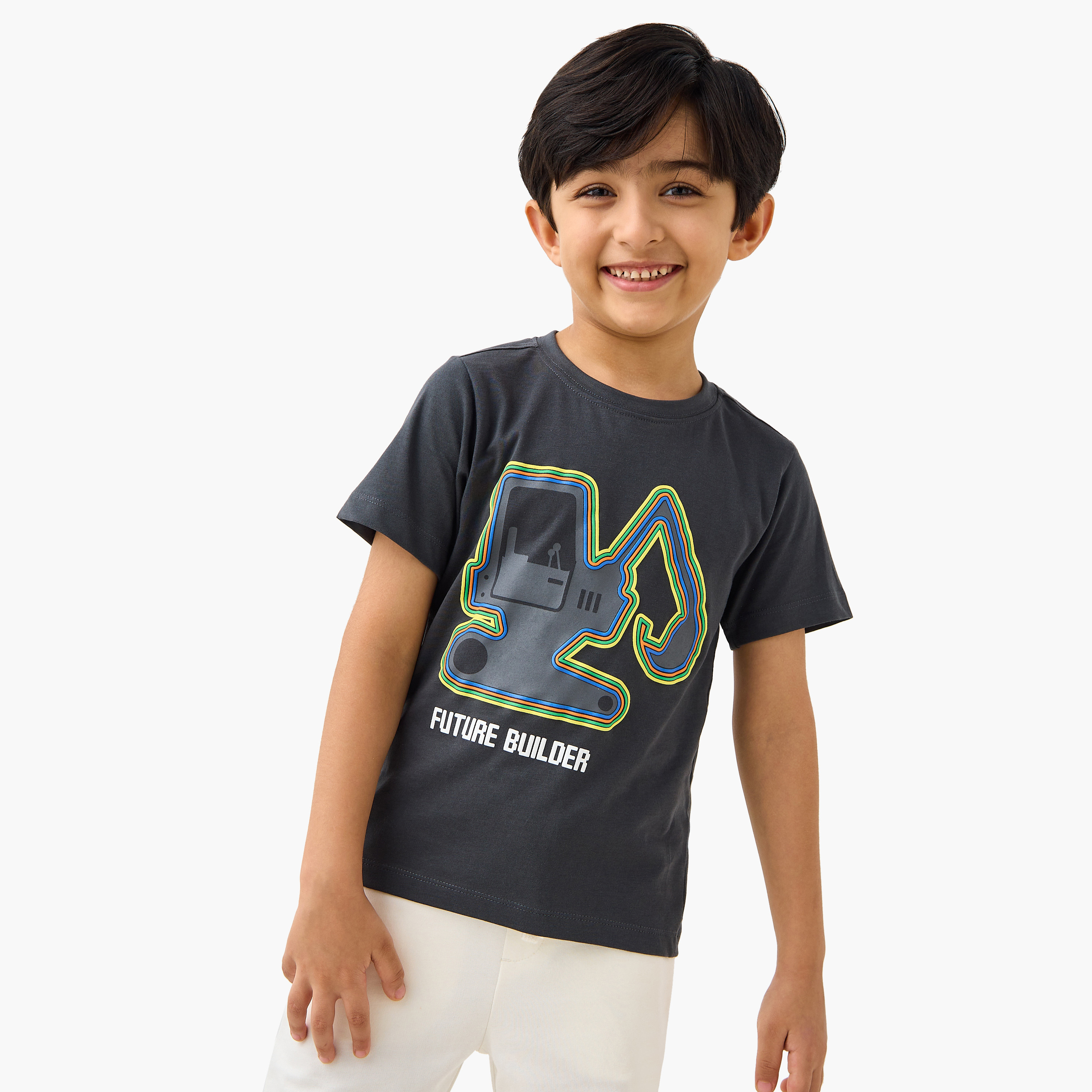 Juniors Graphic Print T-shirt with Short Sleeves-boys-clothing-tshirtsandpolos-image-1