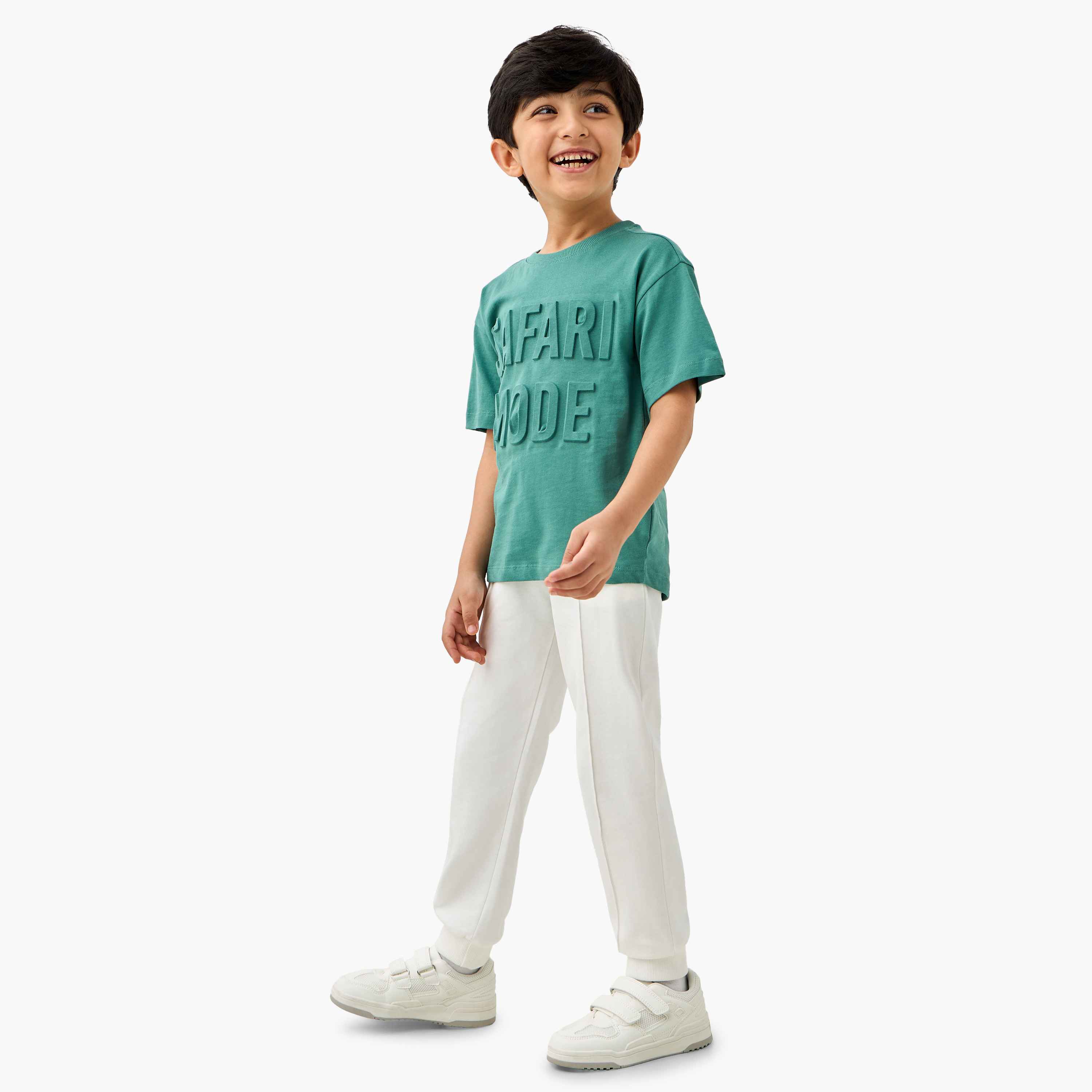 Juniors Slogan Embossed Crew Neck T-shirt with Short Sleeves-boys-clothing-tshirtsandpolos-image-2