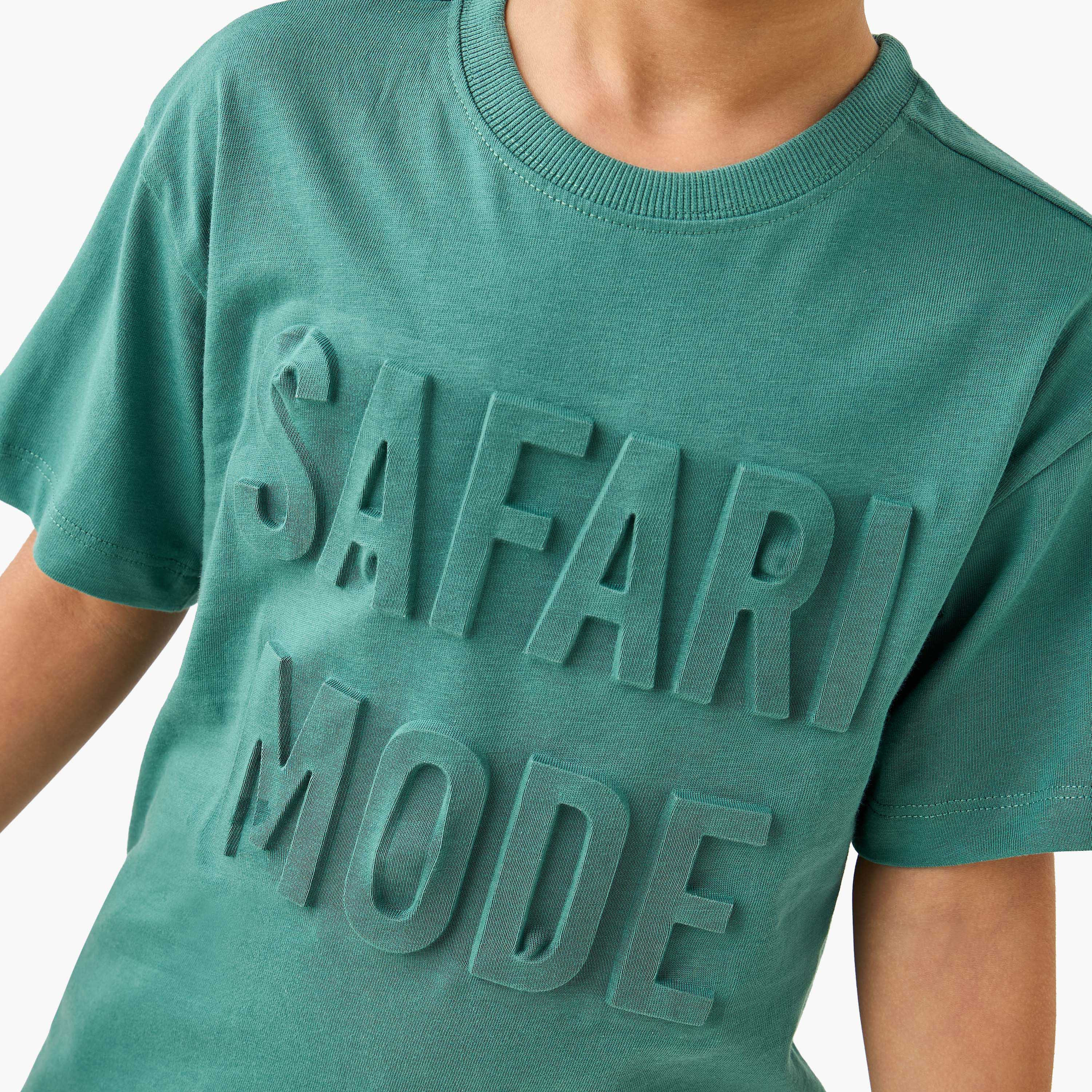 Juniors Slogan Embossed Crew Neck T-shirt with Short Sleeves-boys-clothing-tshirtsandpolos-image-4