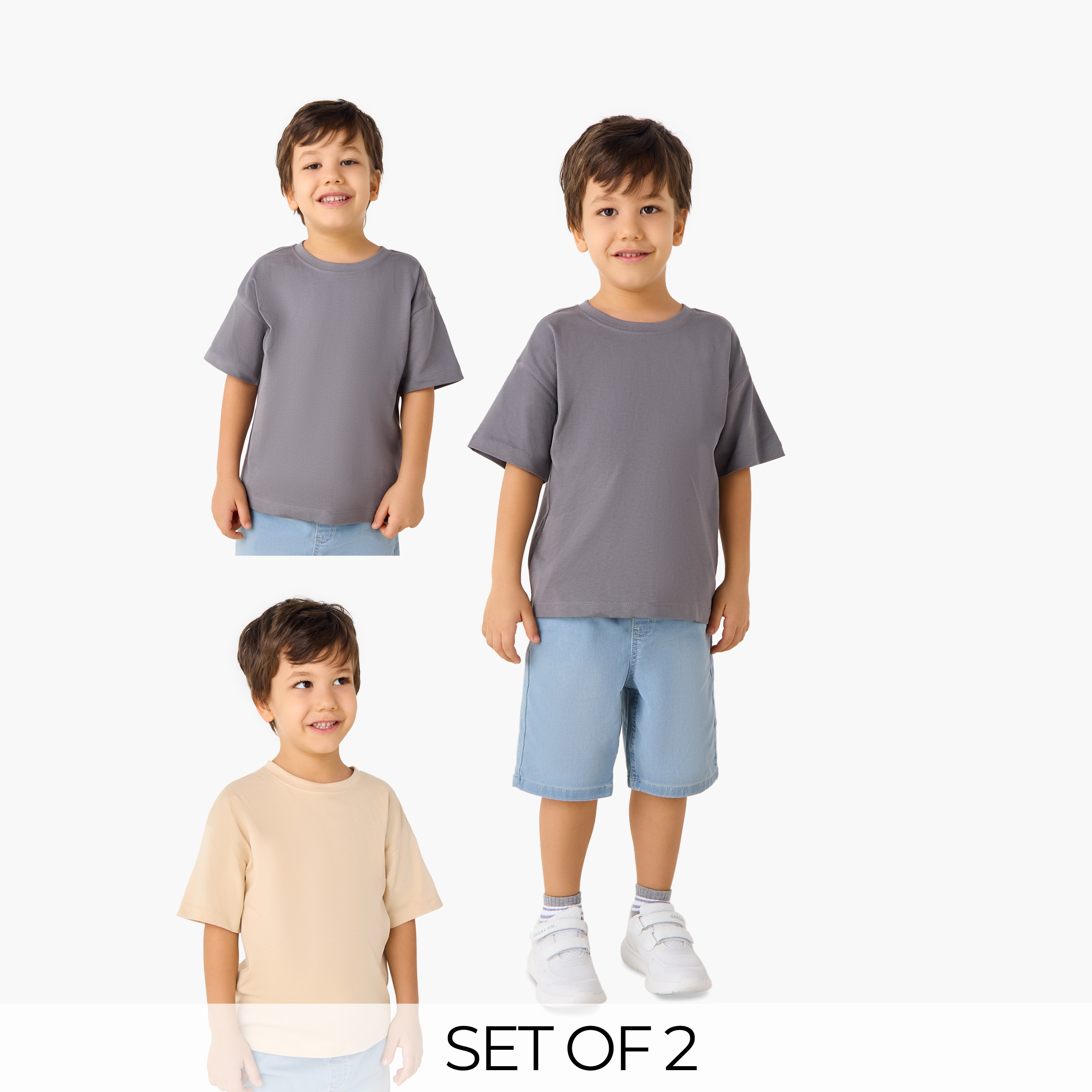 Juniors Solid T-shirt with Short Sleeves - Set of 2-boys-clothing-tshirtsandpolos-image-1
