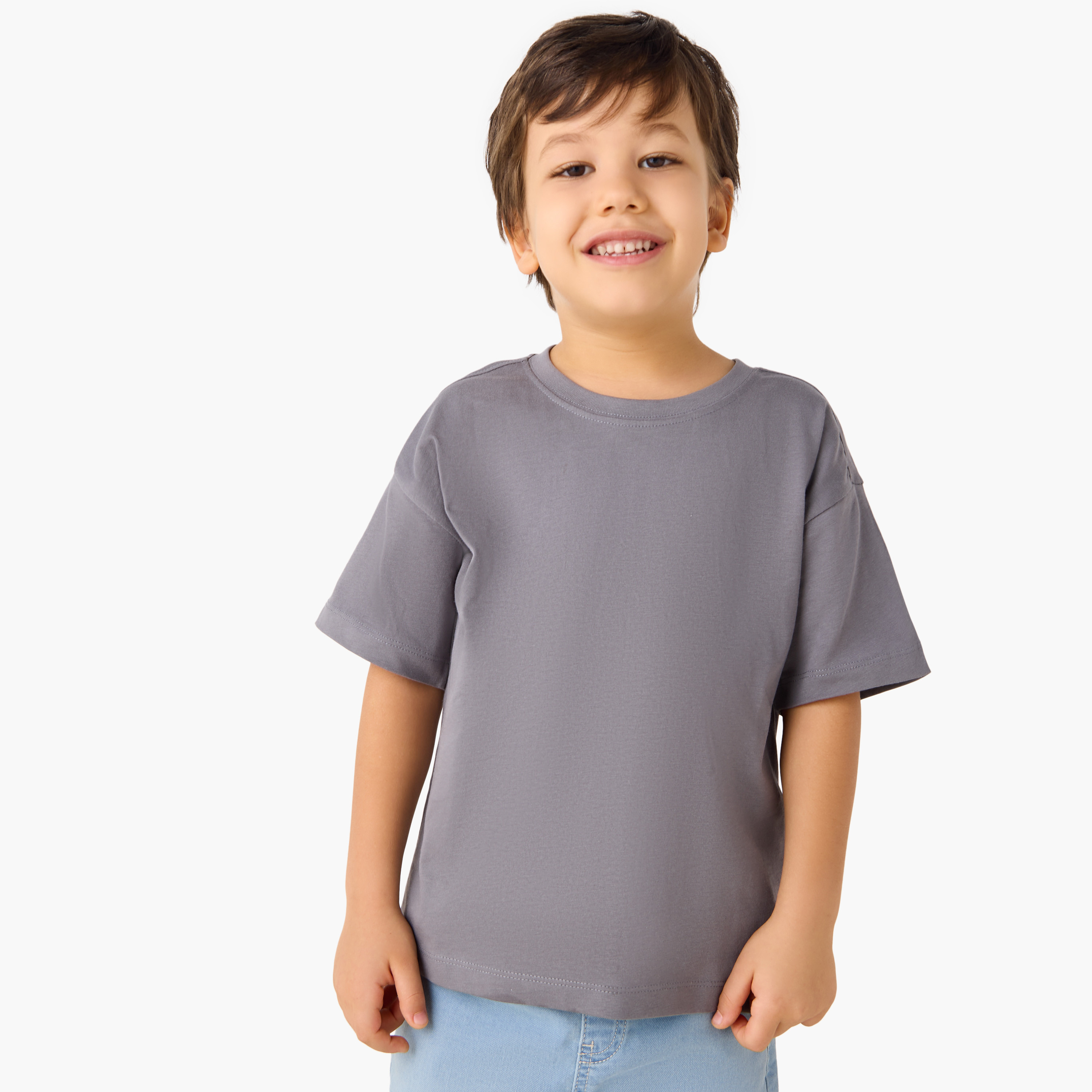 Juniors Solid T-shirt with Short Sleeves - Set of 2-boys-clothing-tshirtsandpolos-image-2