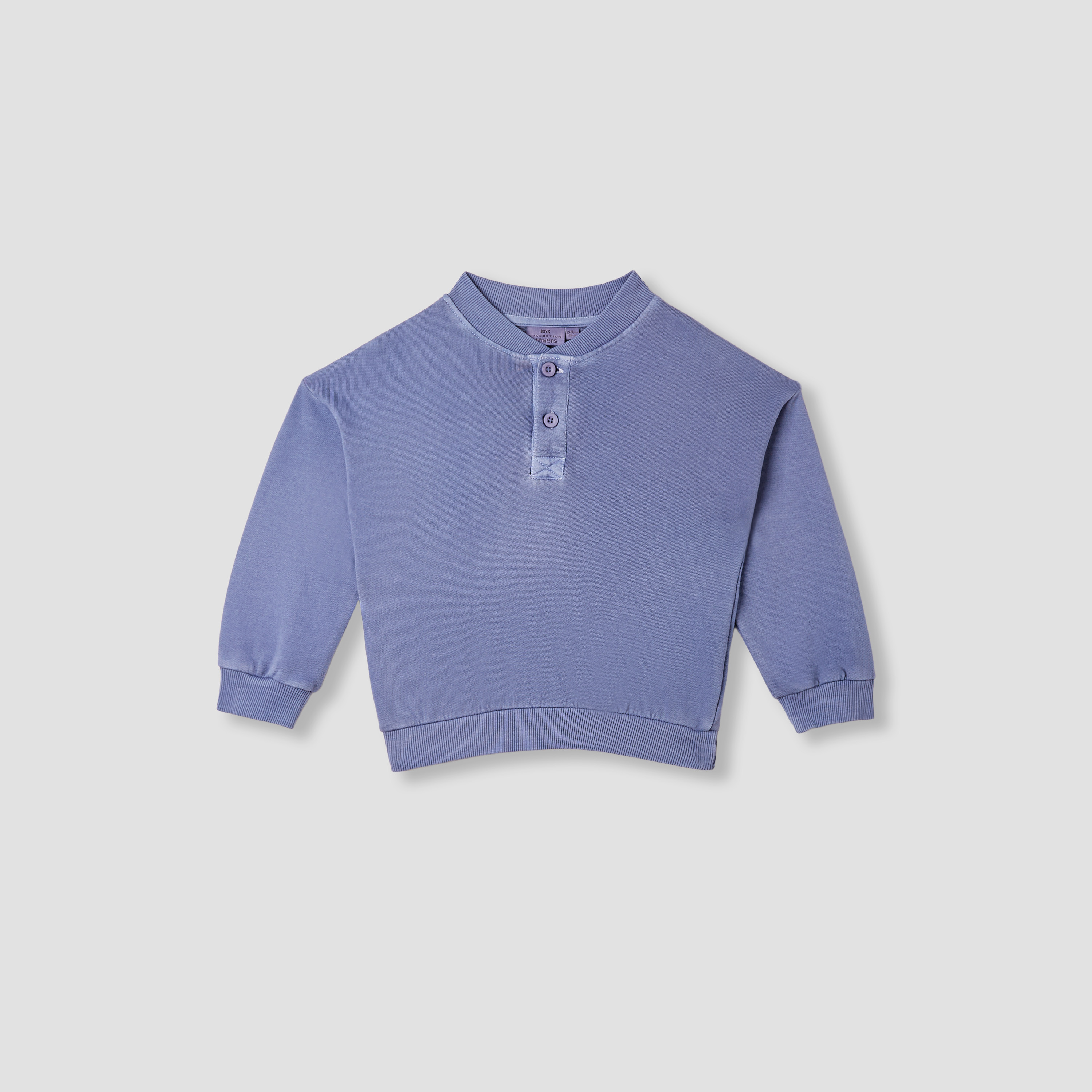 Juniors Solid Henley Neck Sweatshirt with Long Sleeves-boys-clothing-sweatshirts-image-1