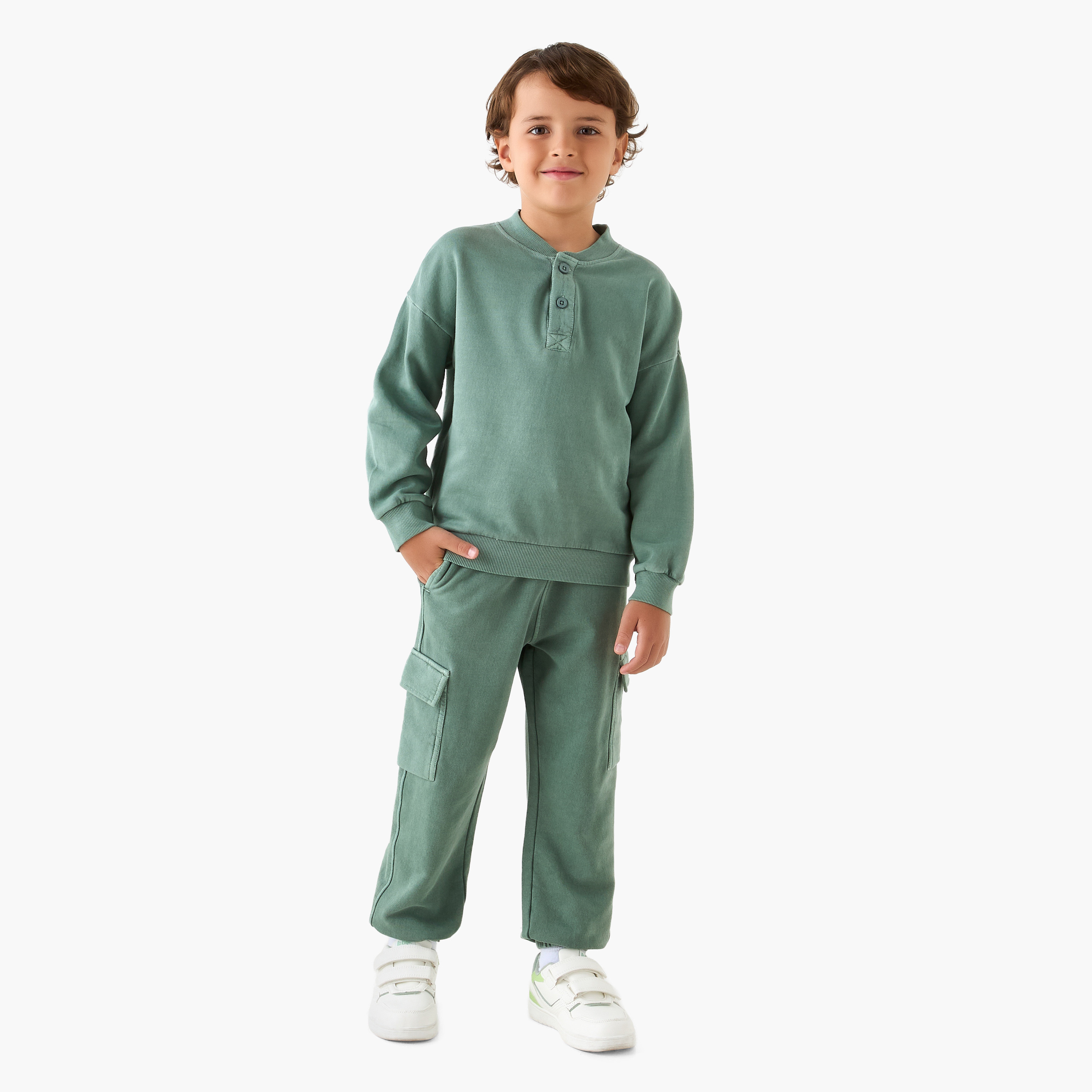 سويت شيرت سادة بأكمام طويلة وياقة هينلي من جونيورز-boys-clothing-sweatshirts-image-4