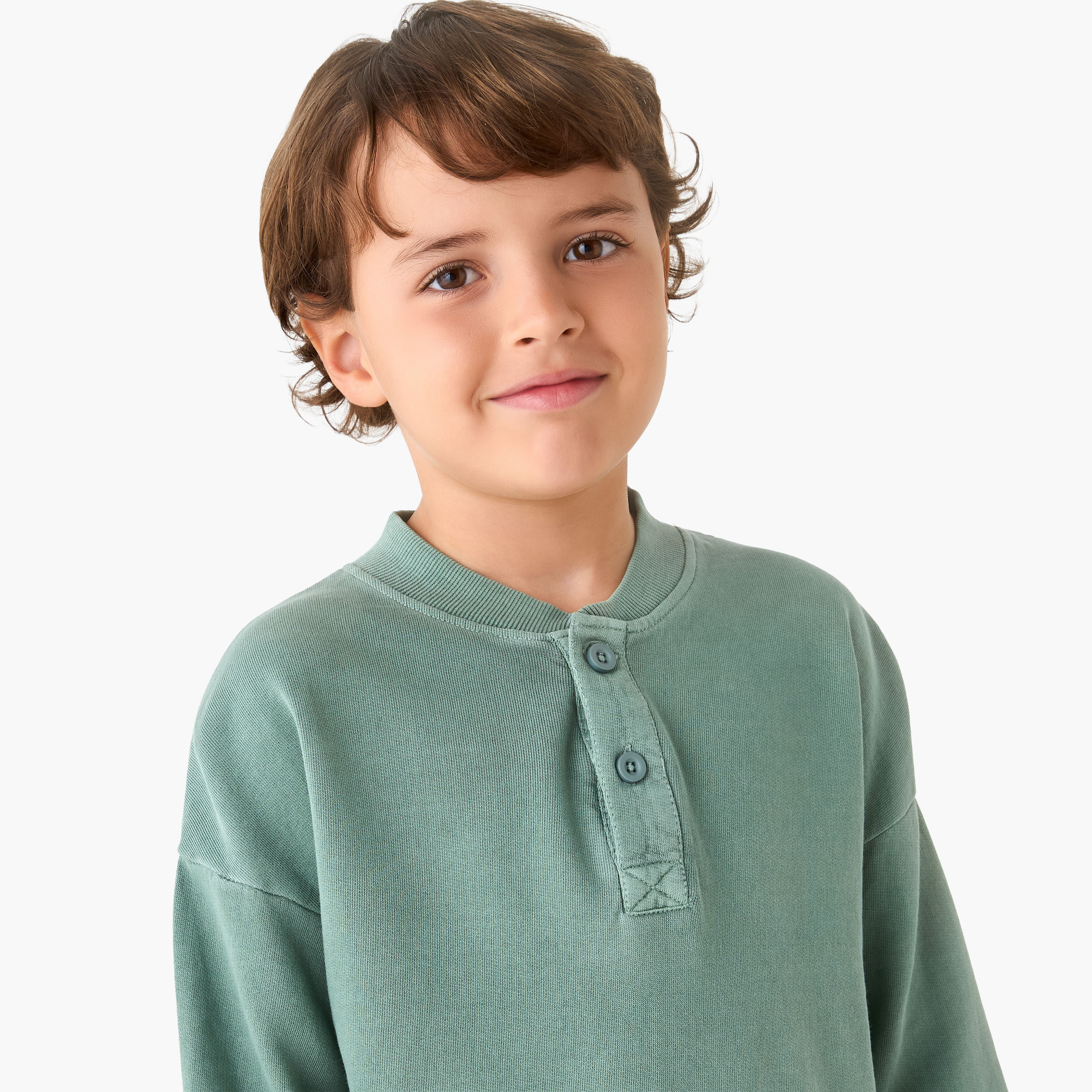 سويت شيرت سادة بأكمام طويلة وياقة هينلي من جونيورز-boys-clothing-sweatshirts-image-2