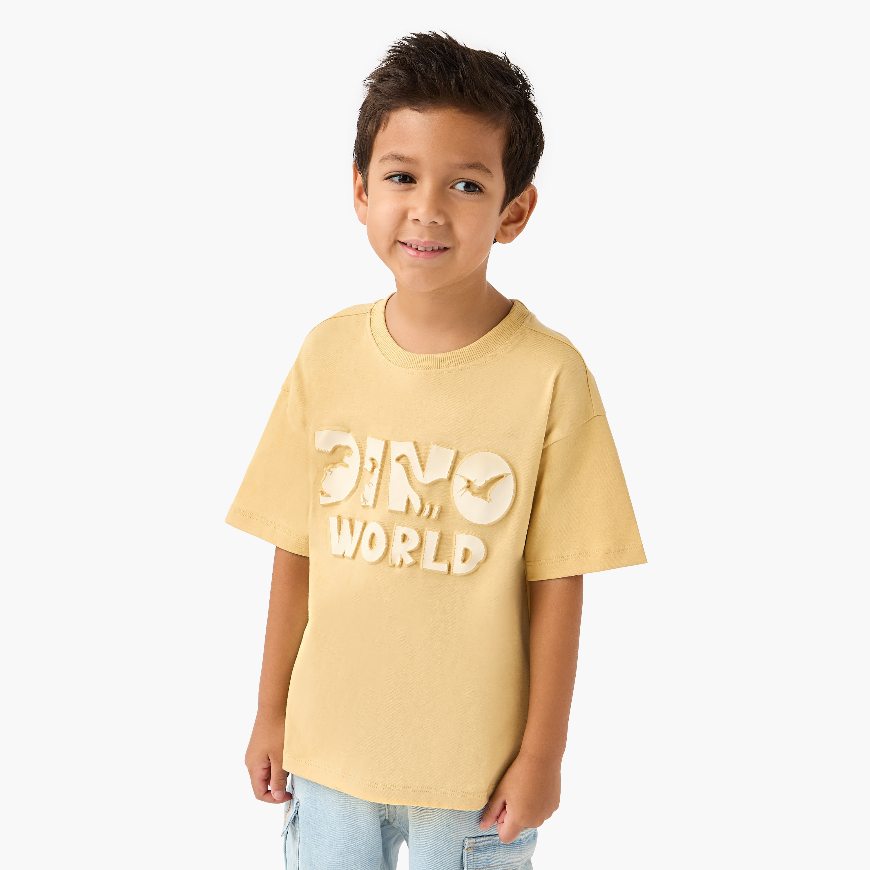 تيشيرت بأكمام قصيرة ونقوش ديناصور من جونيورز-boys-clothing-tshirtsandpolos-image-1