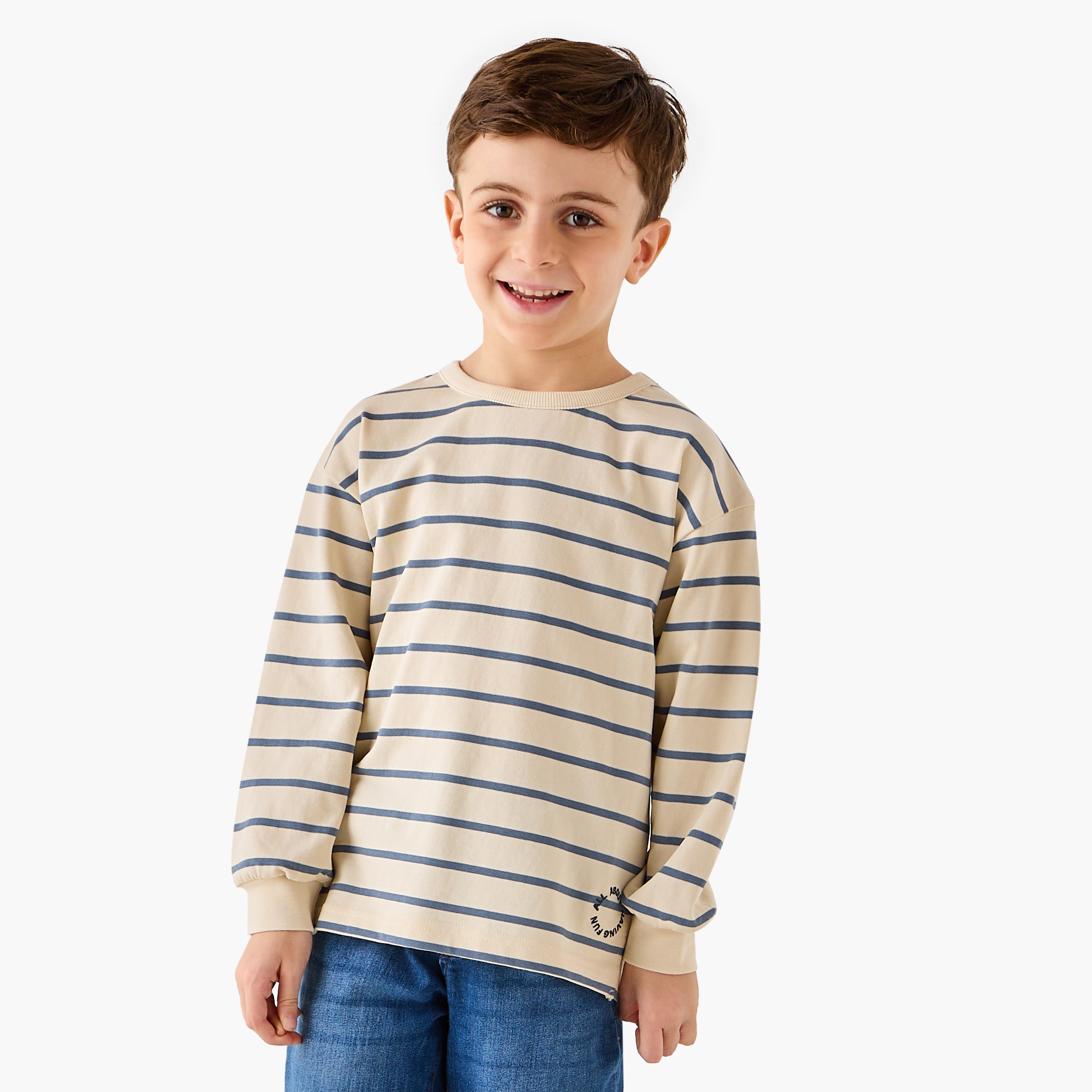 Juniors Striped T-Shirt with Long Sleeves-boys-clothing-tshirtsandpolos-image-1