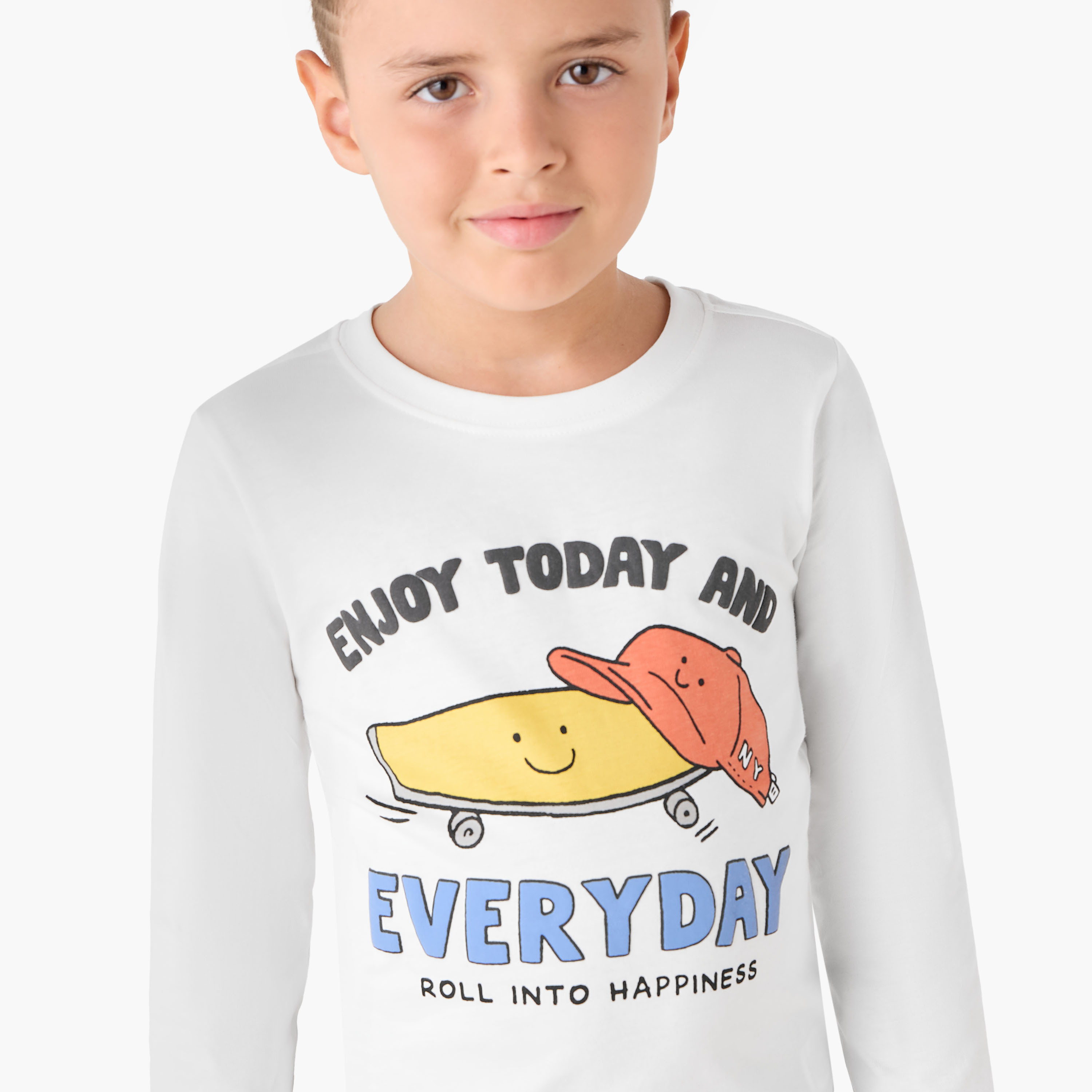Juniors Boys Crew Neck T-shirt with Graphic Print - Cotton - Long Sleeves-boys-clothing-tshirtsandpolos-image-4
