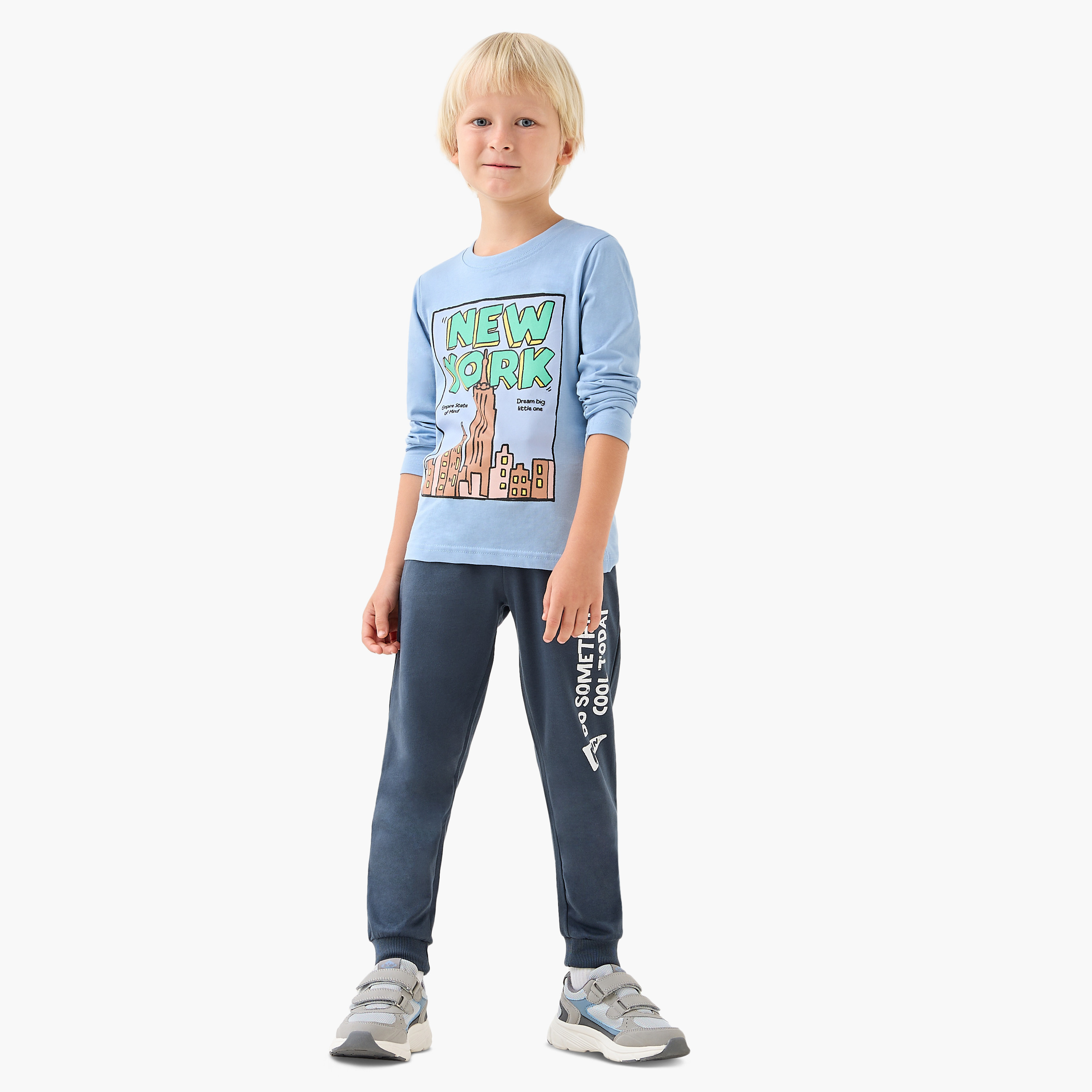 Juniors Boys Crew Neck T-shirt with Graphic Print - Cotton - Long Sleeves-boys-clothing-tshirtsandpolos-image-2
