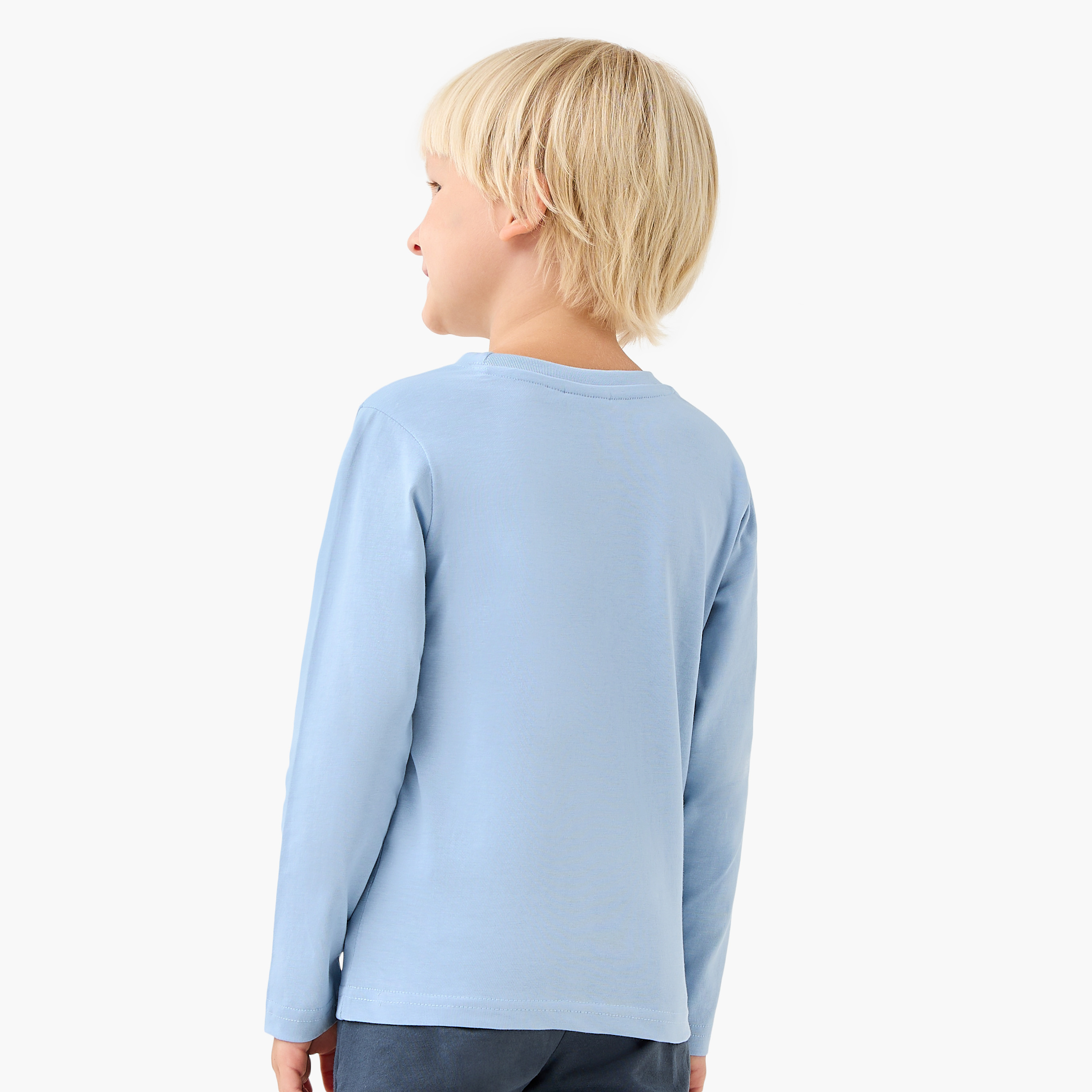 Juniors Boys Crew Neck T-shirt with Graphic Print - Cotton - Long Sleeves-boys-clothing-tshirtsandpolos-image-3