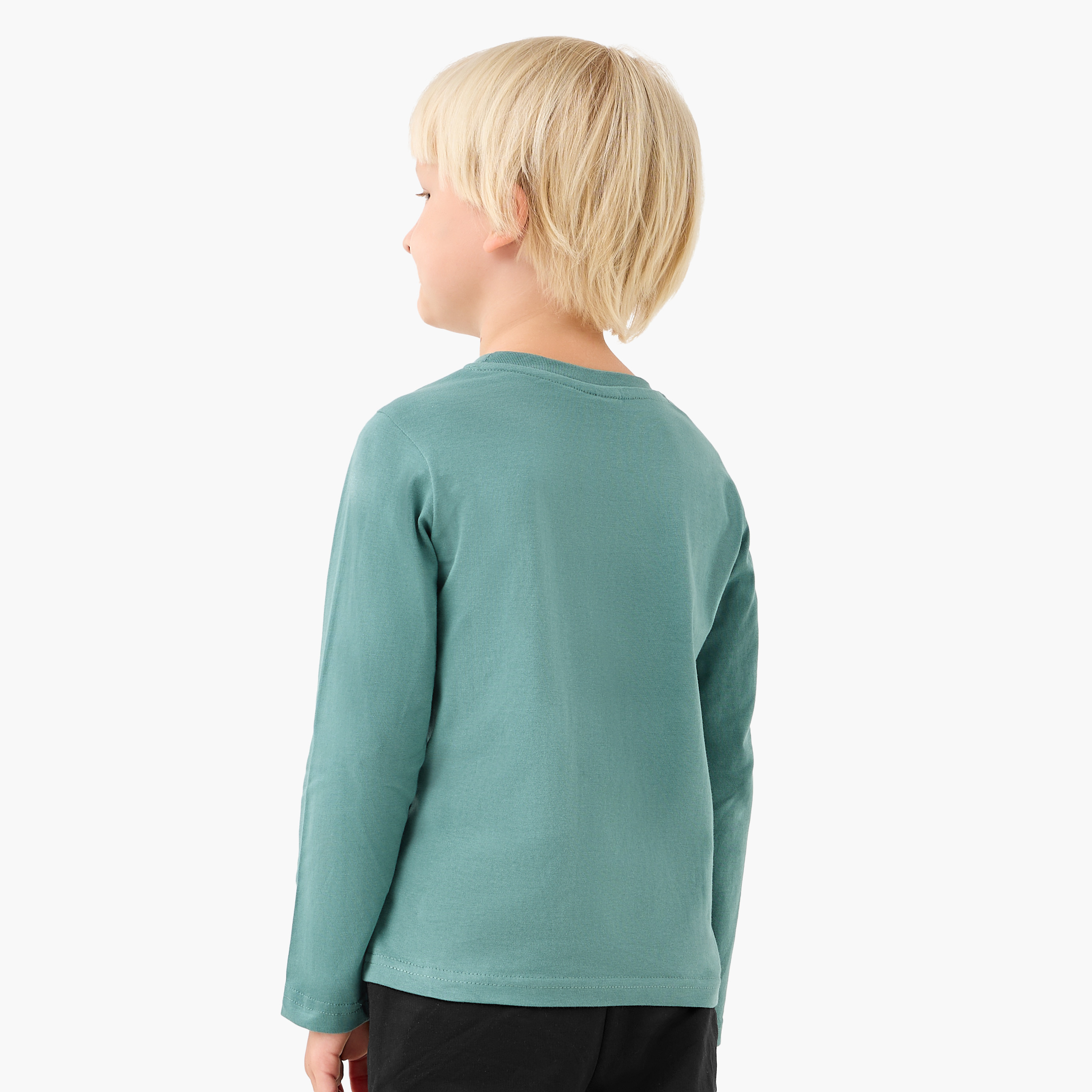 Juniors Boys Crew Neck T-shirt with Teddy Bear Print - Cotton - Long Sleeves-boys-clothing-tshirtsandpolos-image-3