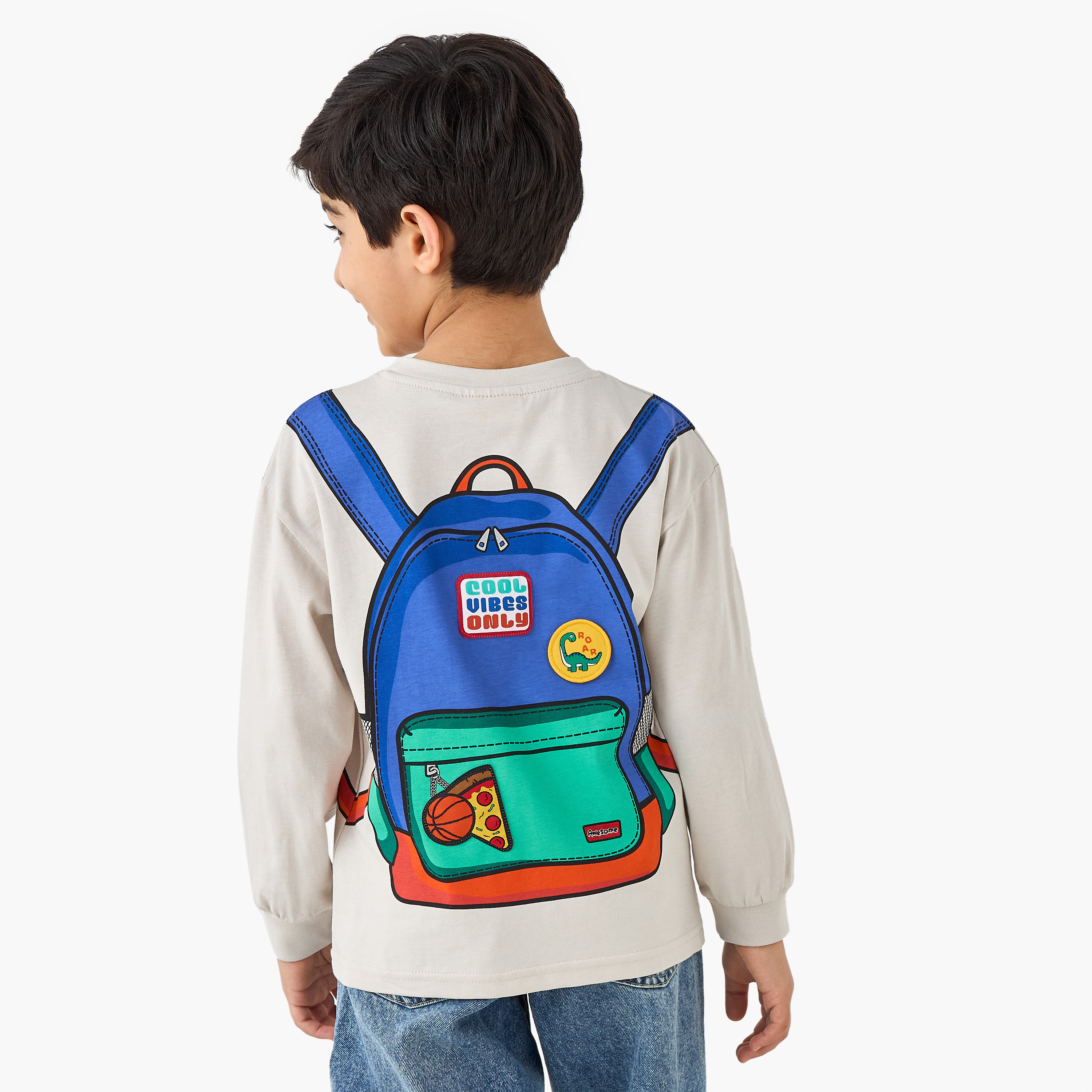 Juniors Backpack Print T-shirt with Long Sleeves-boys-clothing-tshirtsandpolos-image-2