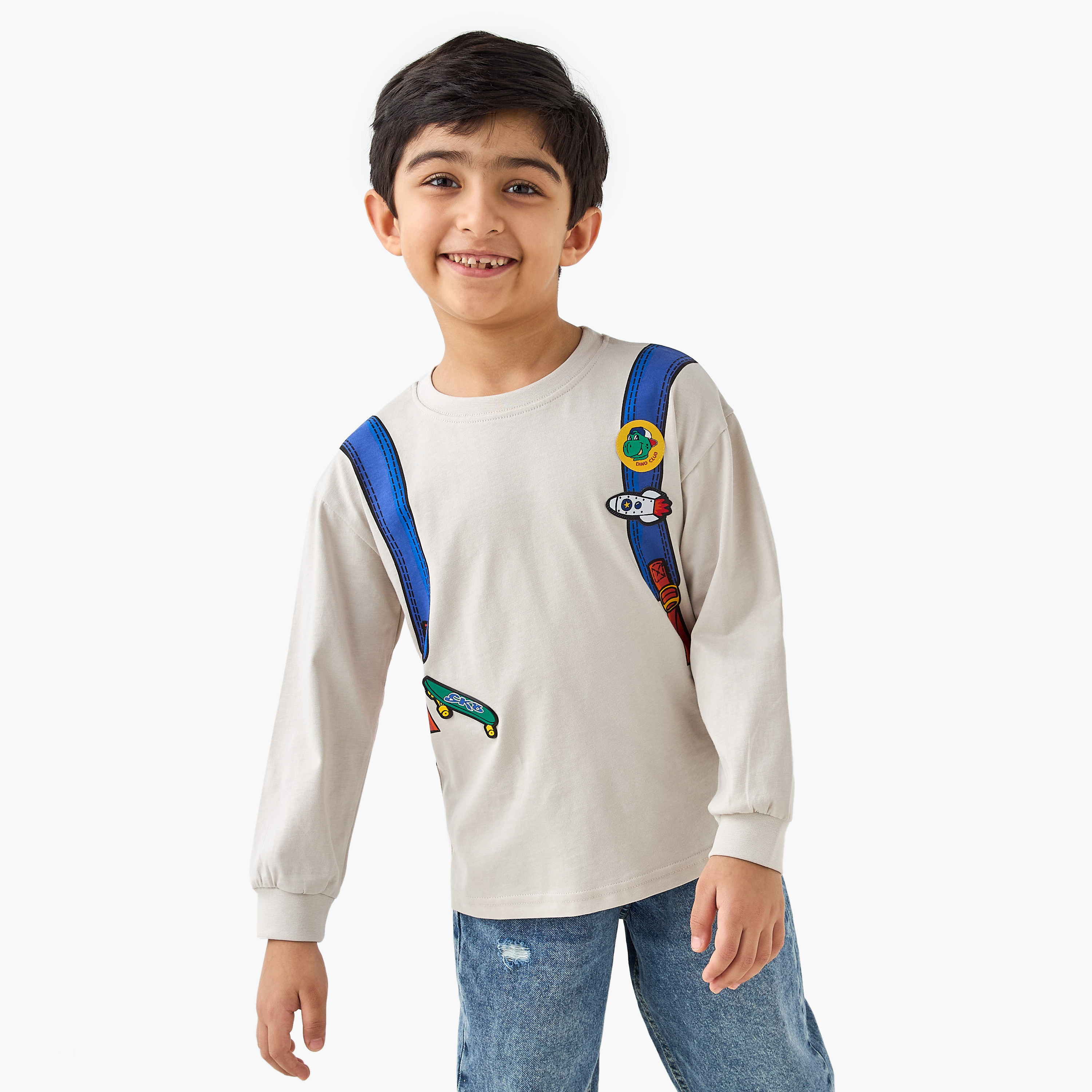 Juniors Backpack Print T-shirt with Long Sleeves-boys-clothing-tshirtsandpolos-image-1