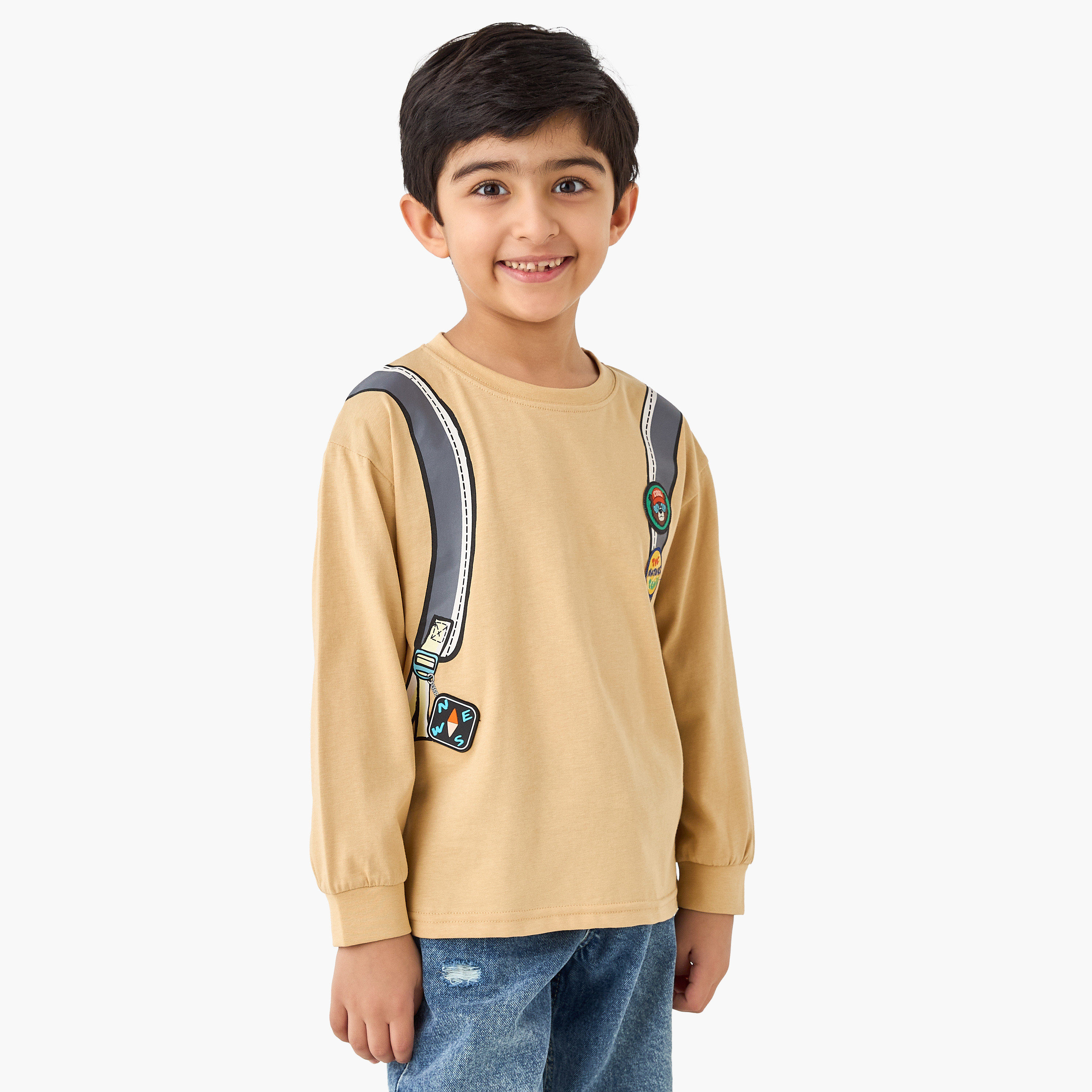 Juniors Backpack Print T-shirt with Long Sleeves-boys-clothing-tshirtsandpolos-image-1