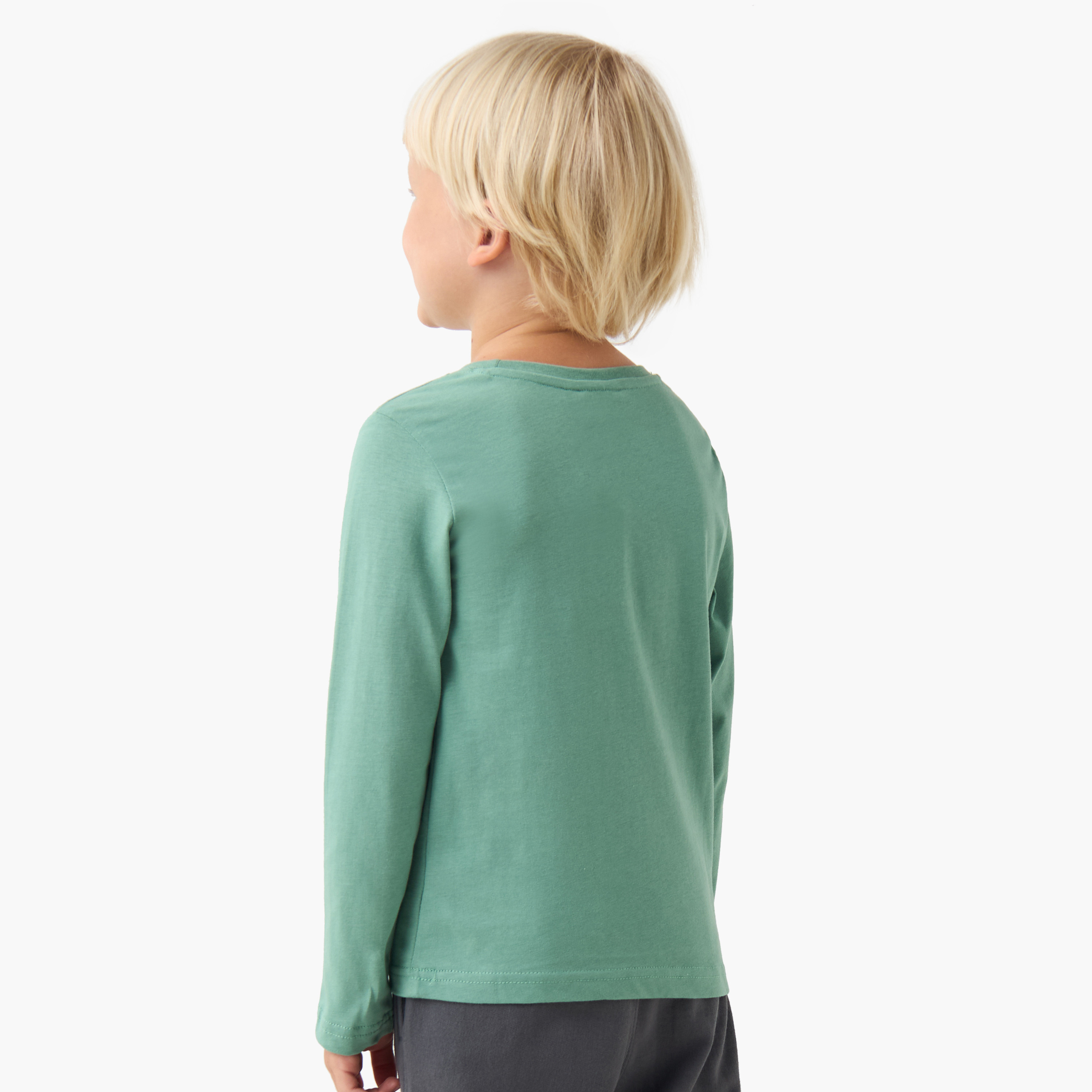 Juniors Boys Round Neck T-shirt with Racing Car Print - Cotton - Long Sleeves-boys-clothing-tshirtsandpolos-image-3