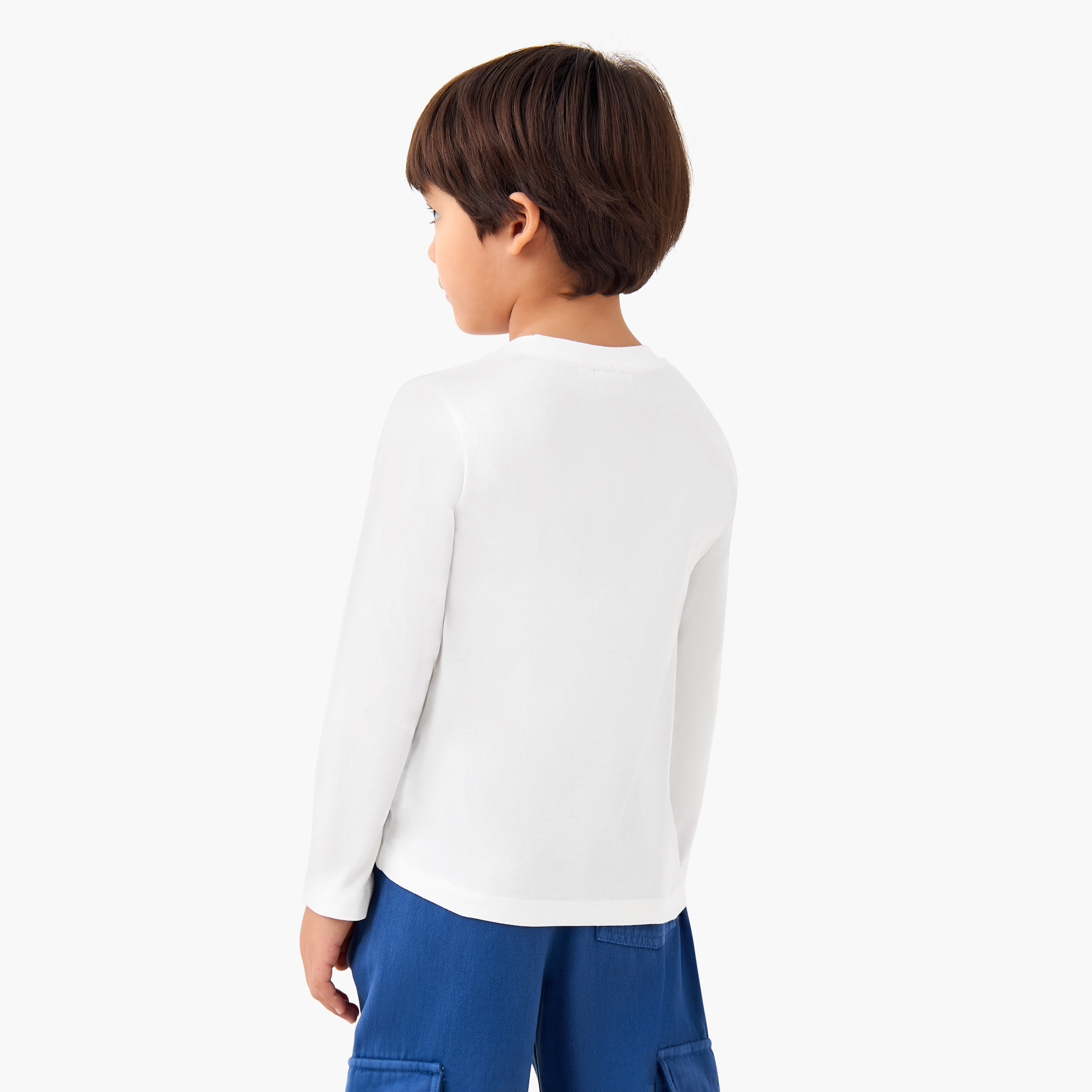 Juniors Boys Crew Neck T-shirt with Slogan Print - Cotton - Long Sleeves-boys-clothing-tshirtsandpolos-image-3