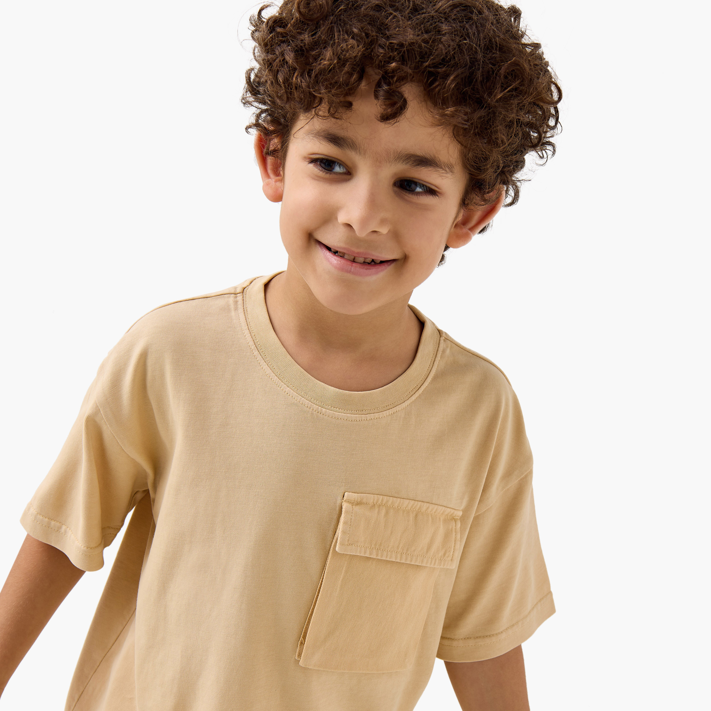 Juniors Solid T-shirt with Short Sleeves and Flap Pocket-boys-clothing-tshirtsandpolos-image-4