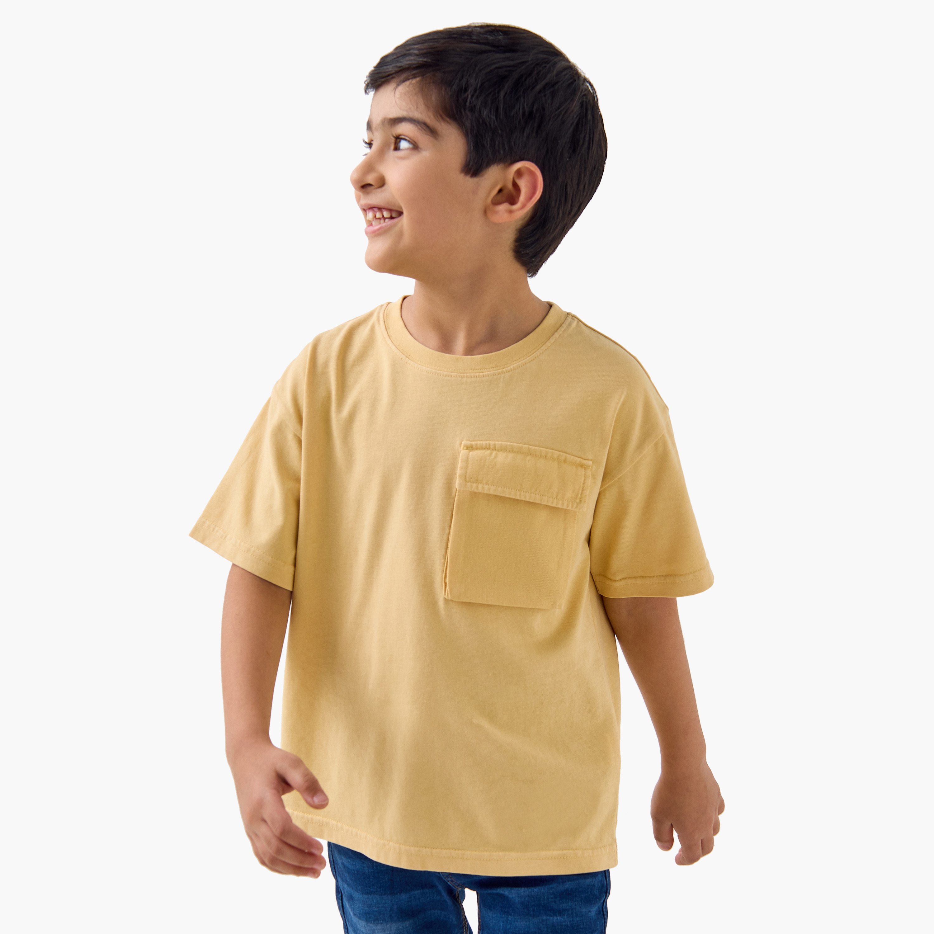 Juniors Solid T-shirt with Short Sleeves and Flap Pocket-boys-clothing-tshirtsandpolos-image-1