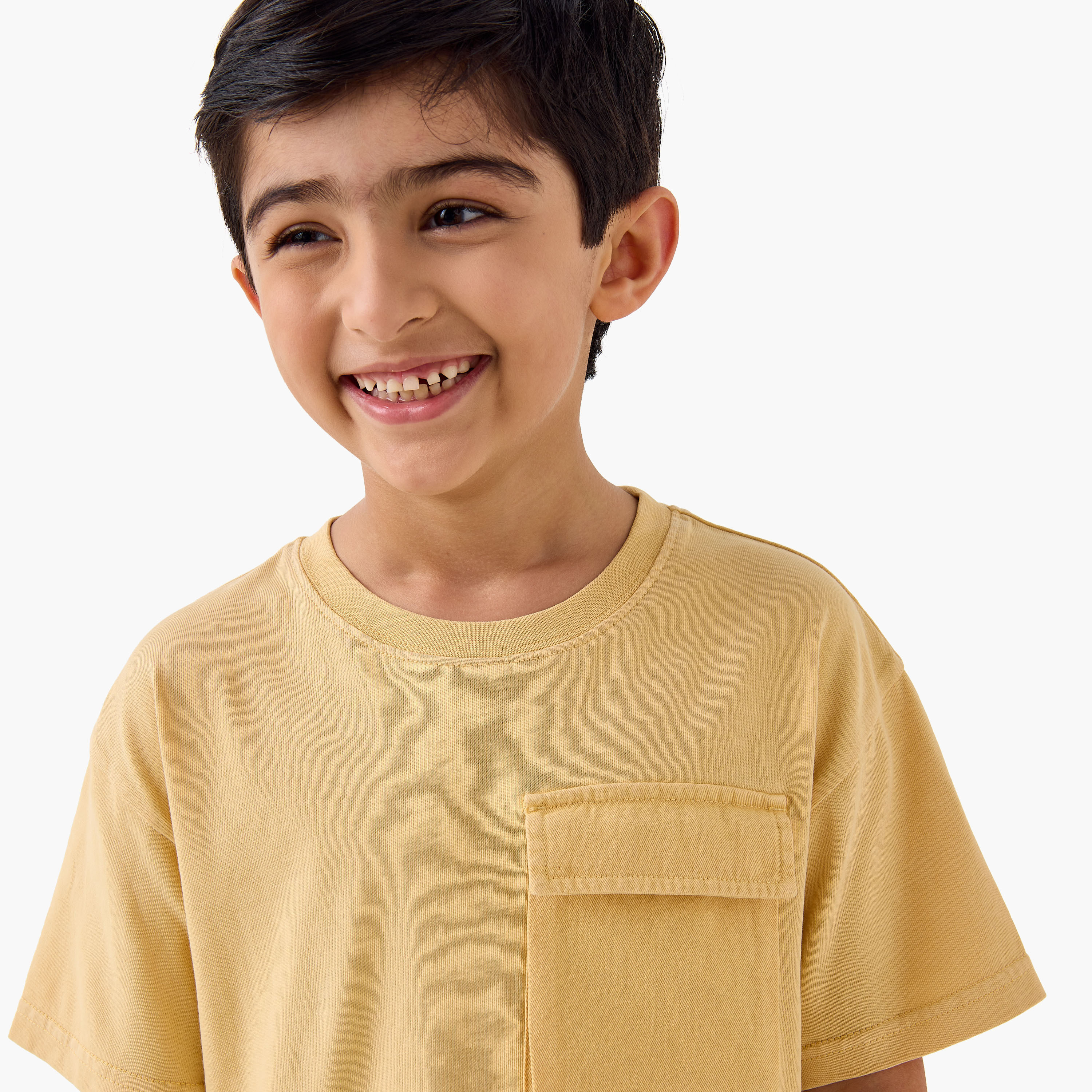 Juniors Solid T-shirt with Short Sleeves and Flap Pocket-boys-clothing-tshirtsandpolos-image-4