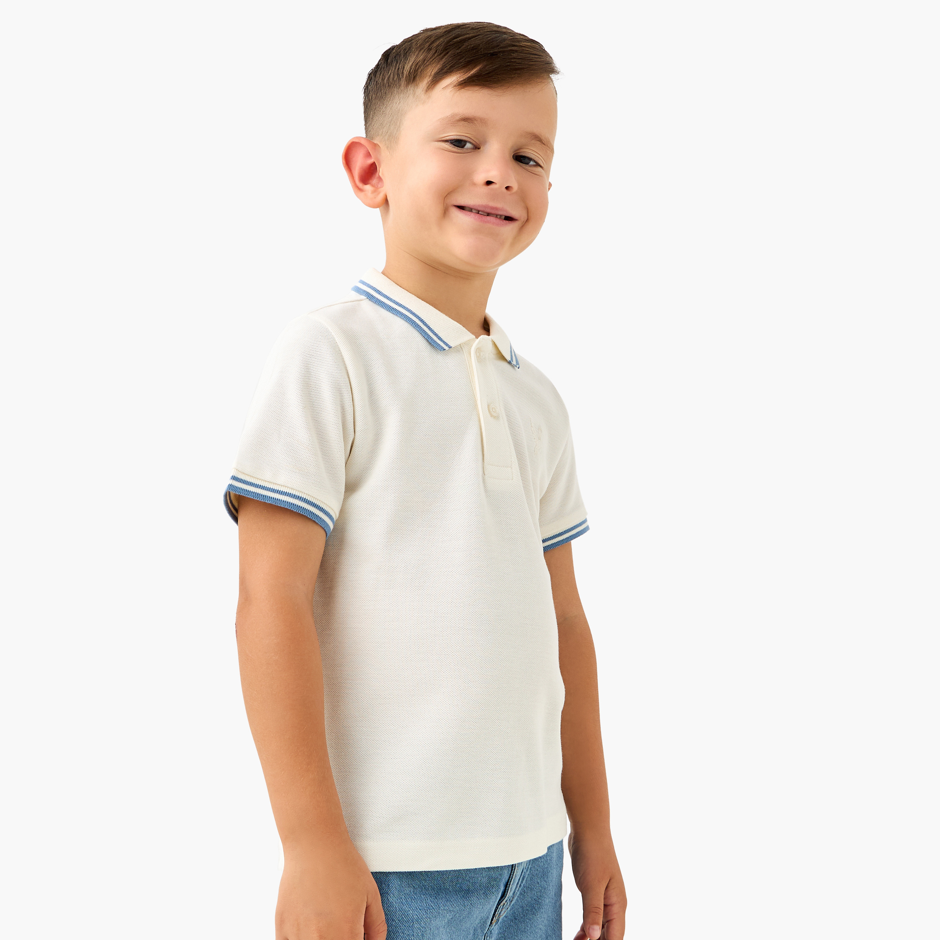 Juniors Tipping Detail Polo T-shirt with Short Sleeves-boys-clothing-tshirtsandpolos-image-1