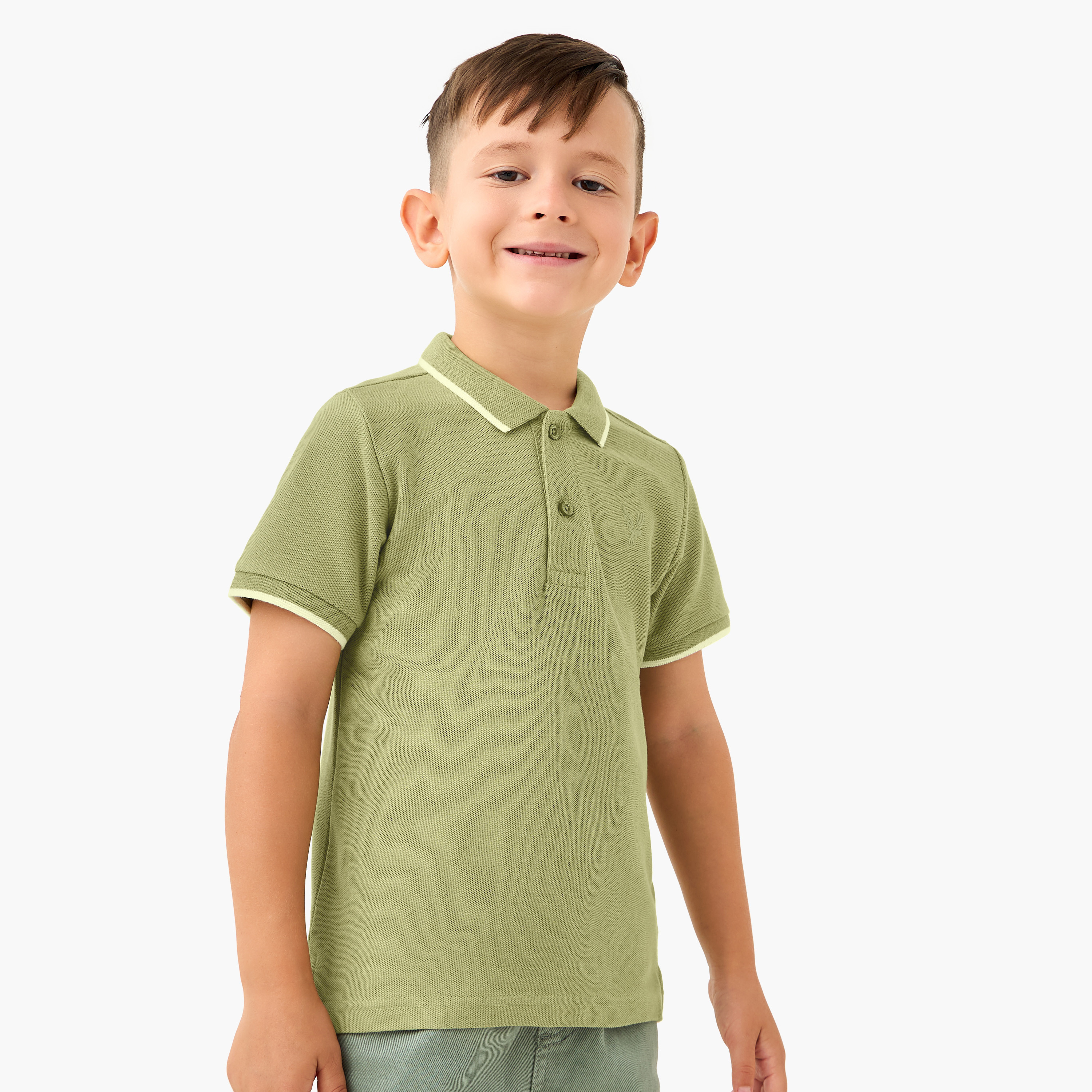 Juniors Embroidered Polo T-shirt with Short Sleeves-boys-clothing-tshirtsandpolos-image-1