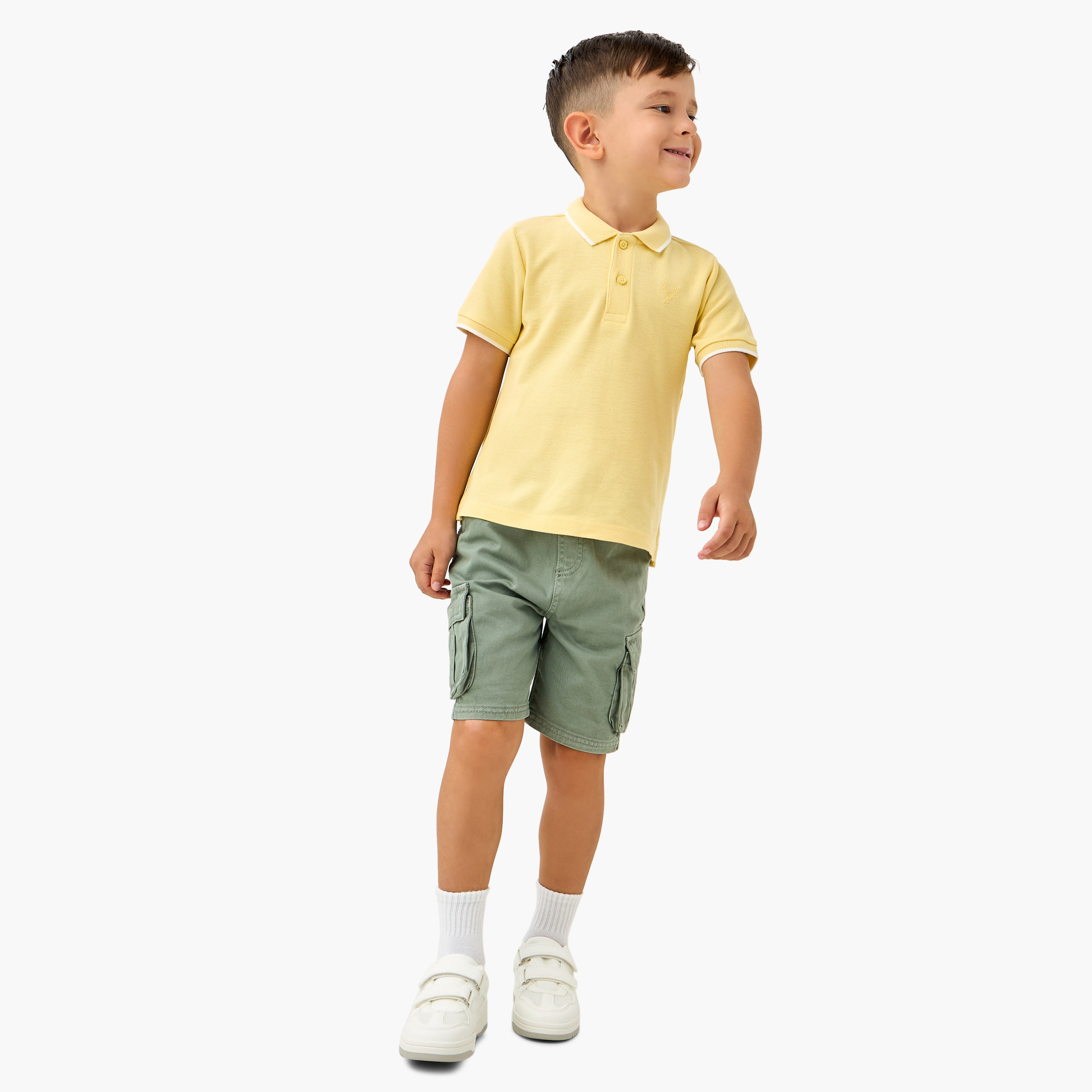 تيشيرت بولو بأكمام قصيرة وخطوط متباينة من جونيورز-boys-clothing-tshirtsandpolos-image-2