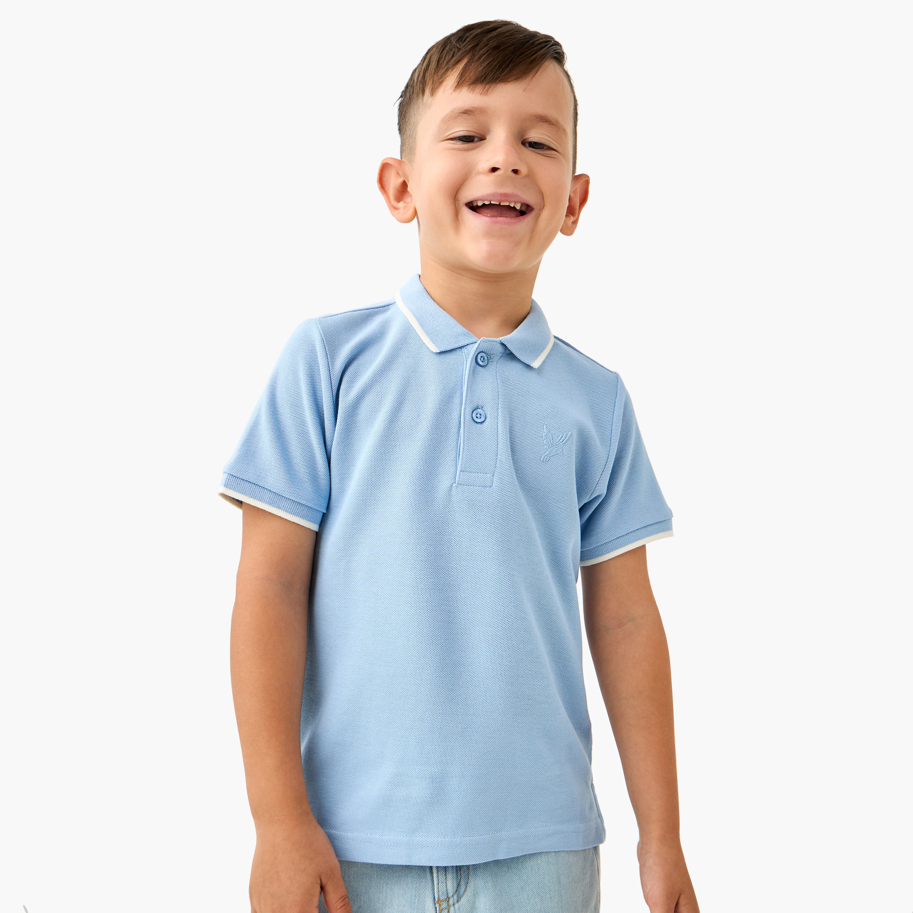 تيشيرت بولو بأكمام قصيرة وخطوط متباينة من جونيورز-boys-clothing-tshirtsandpolos-image-5