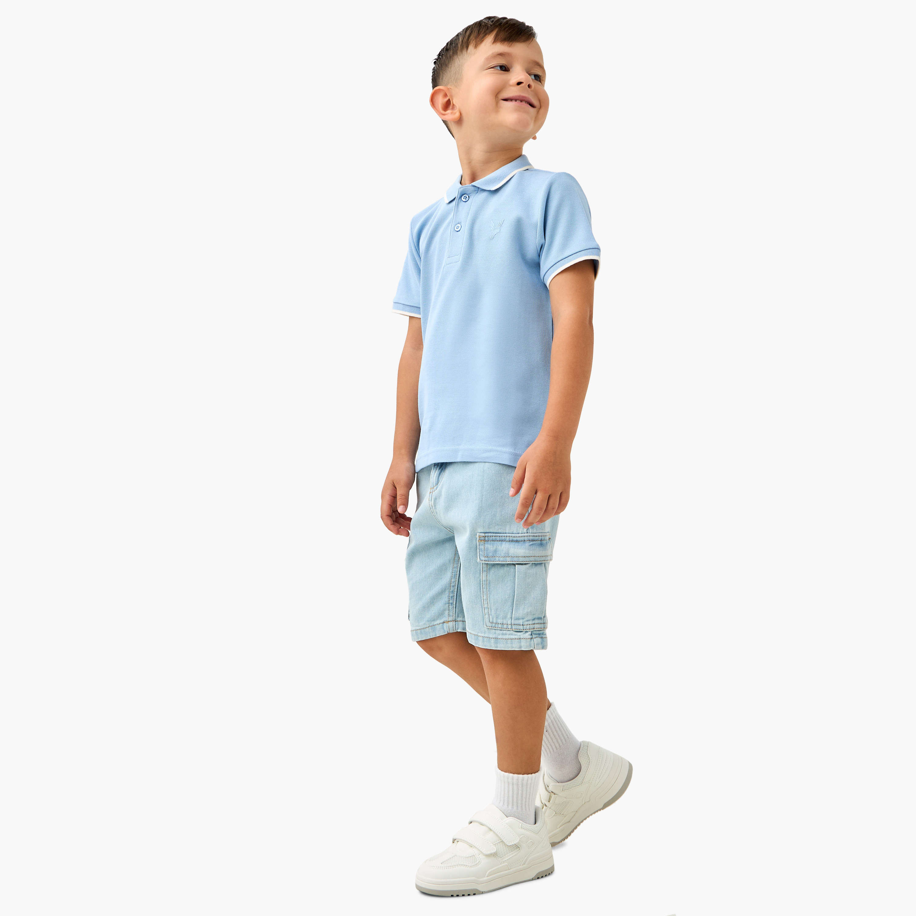 تيشيرت بولو بأكمام قصيرة وخطوط متباينة من جونيورز-boys-clothing-tshirtsandpolos-image-4