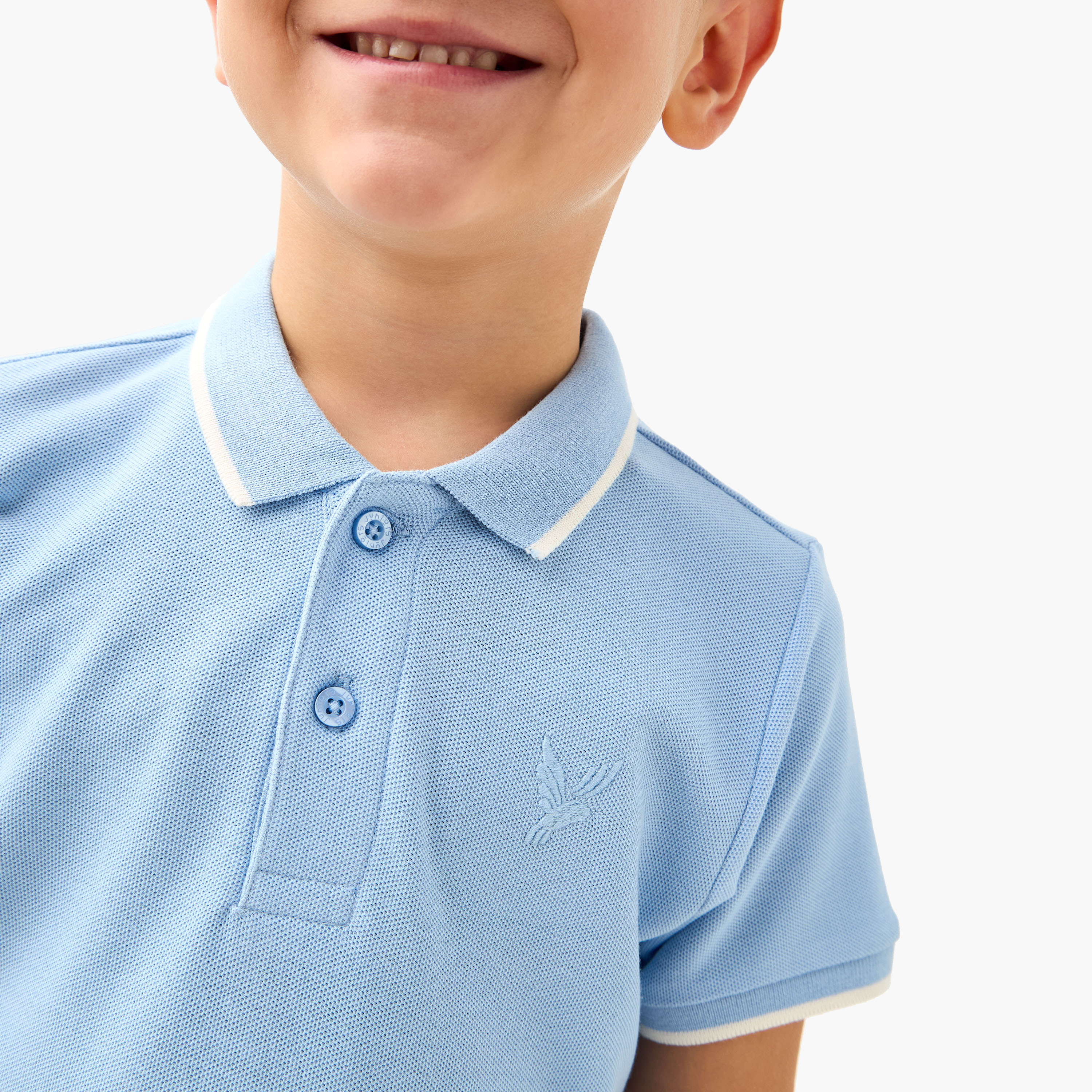 تيشيرت بولو بأكمام قصيرة وخطوط متباينة من جونيورز-boys-clothing-tshirtsandpolos-image-2