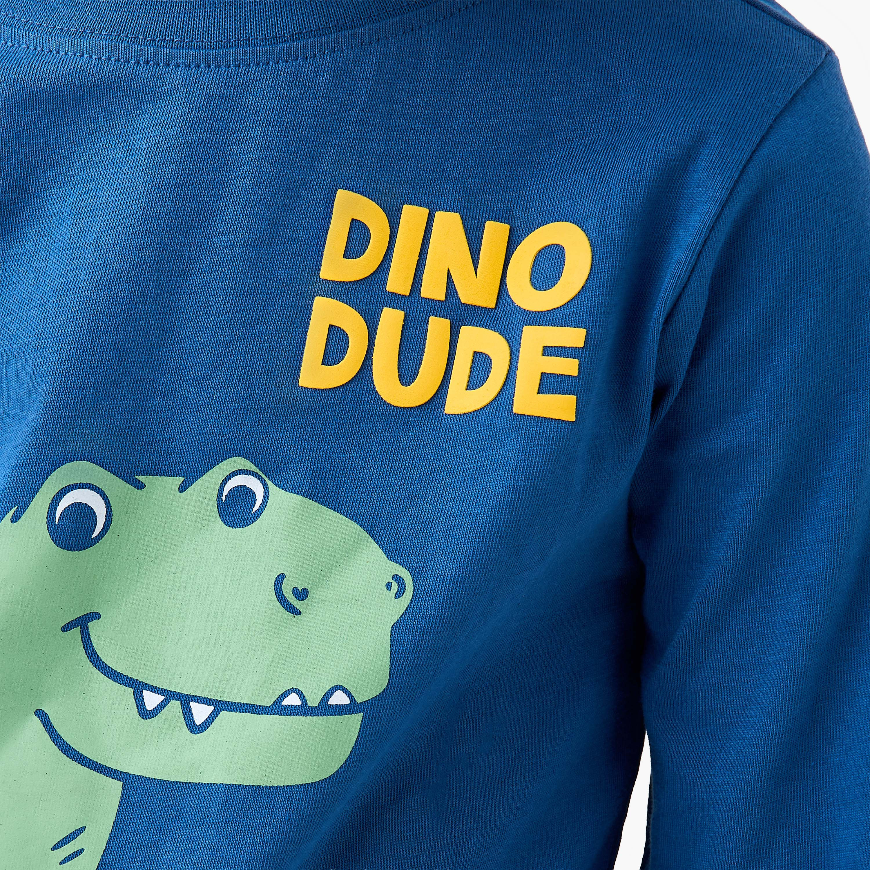 تيشيرت بياقة مستديرة وأكمام طويلة بطبعات ديناصور للأولاد من جونيورز-boys-clothing-tshirtsandpolos-image-5