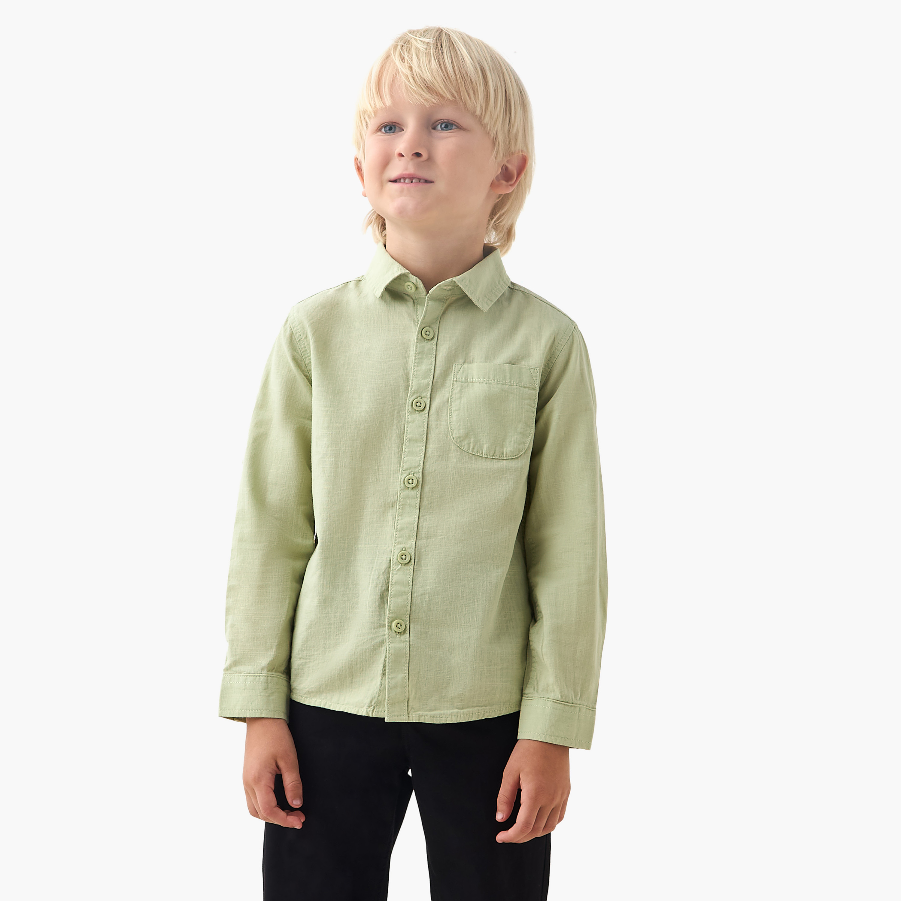 Juniors Long Sleeves Shirt with Chest Pocket-boys-clothing-shirts-image-1