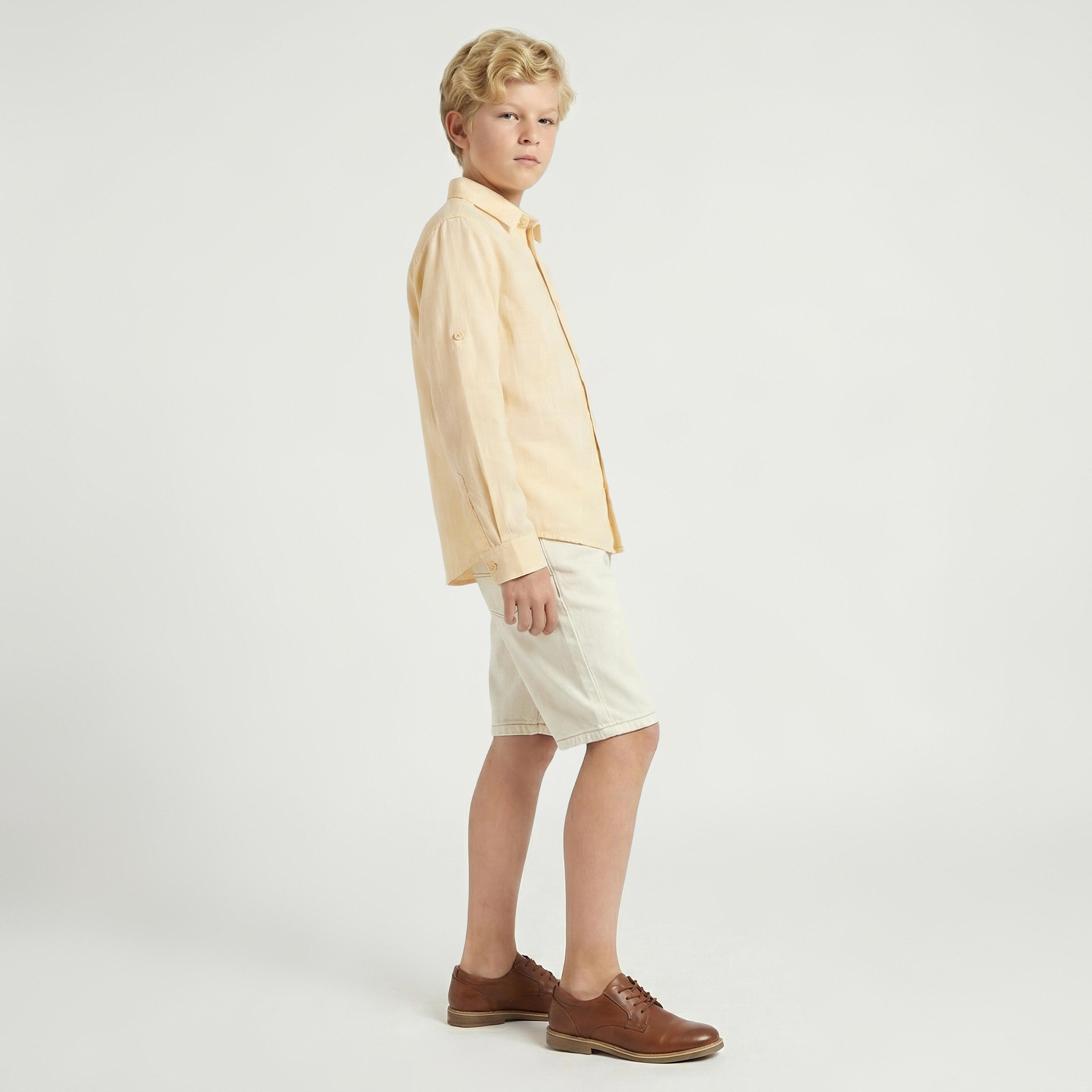 Juniors Long Sleeve Shirt with Solid Design-boys-clothing-shirts-image-5