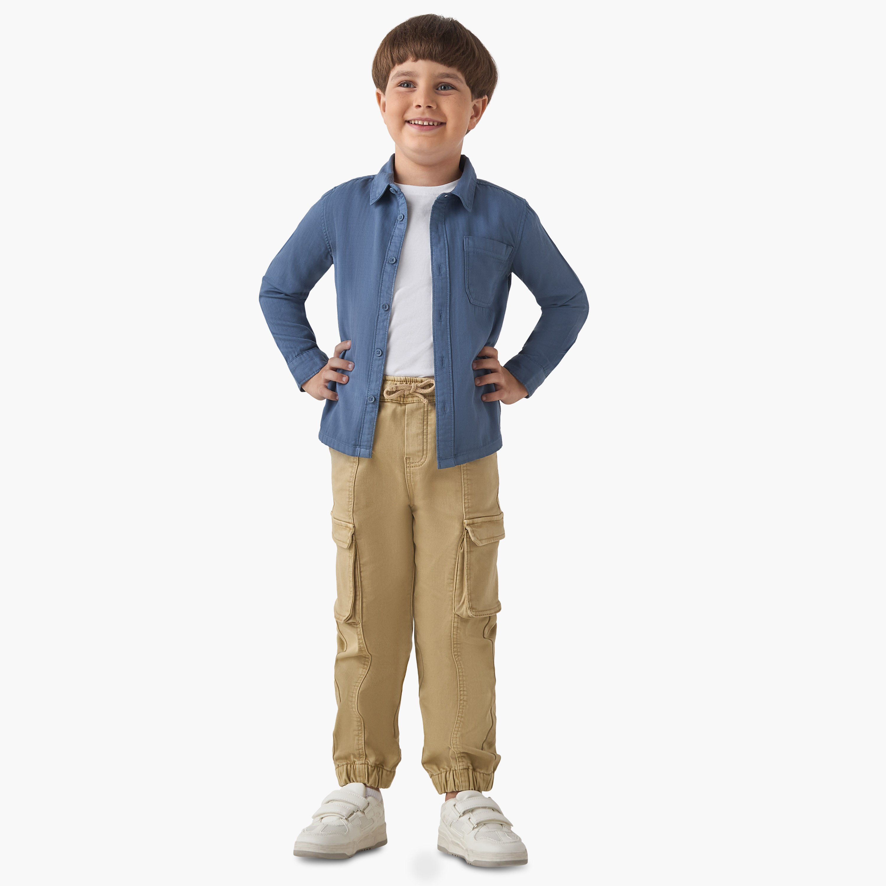 Juniors Boys' Shirt with Pocket - Cotton - Long Sleeves - Collar-boys-clothing-shirts-image-2