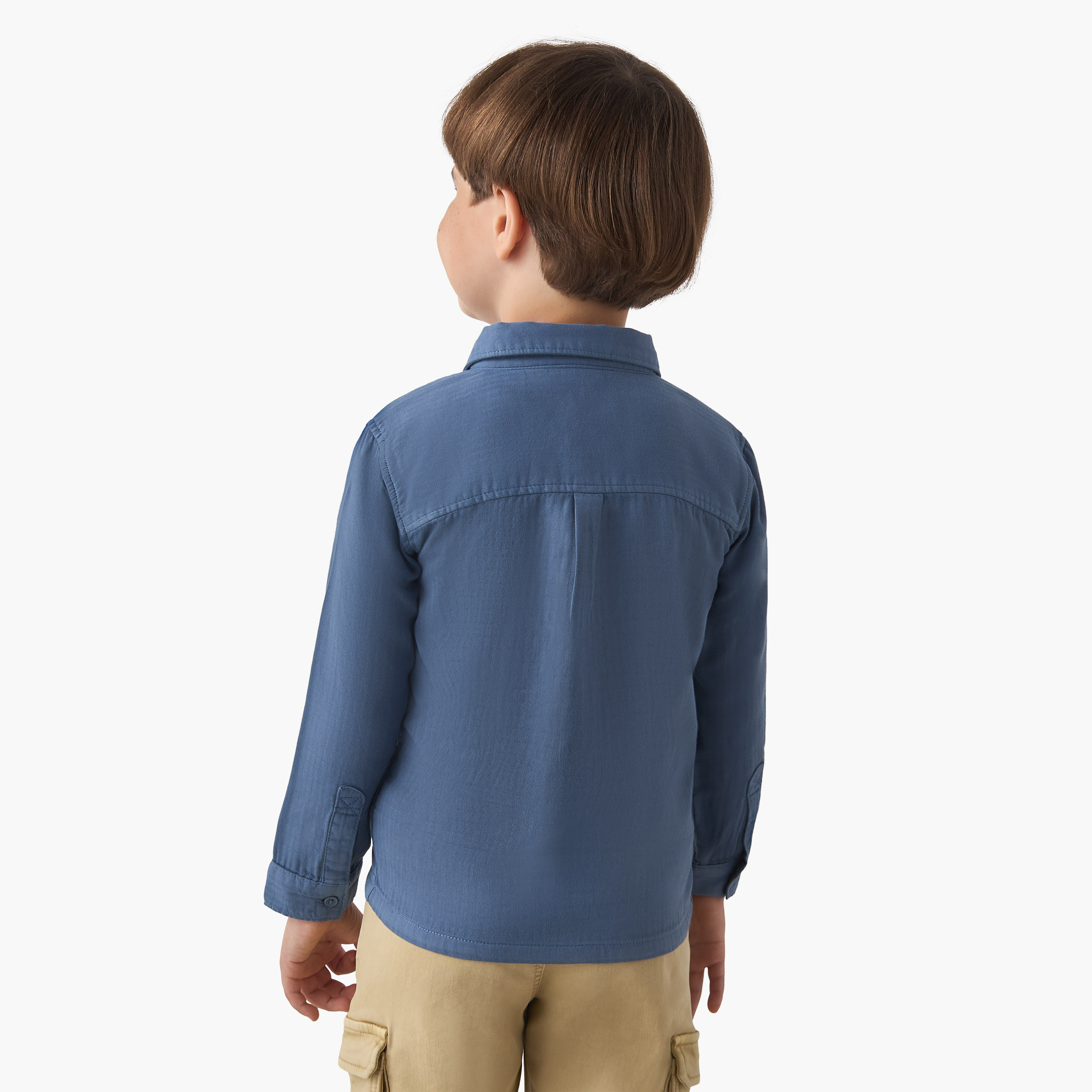 Juniors Boys' Shirt with Pocket - Cotton - Long Sleeves - Collar-boys-clothing-shirts-image-3