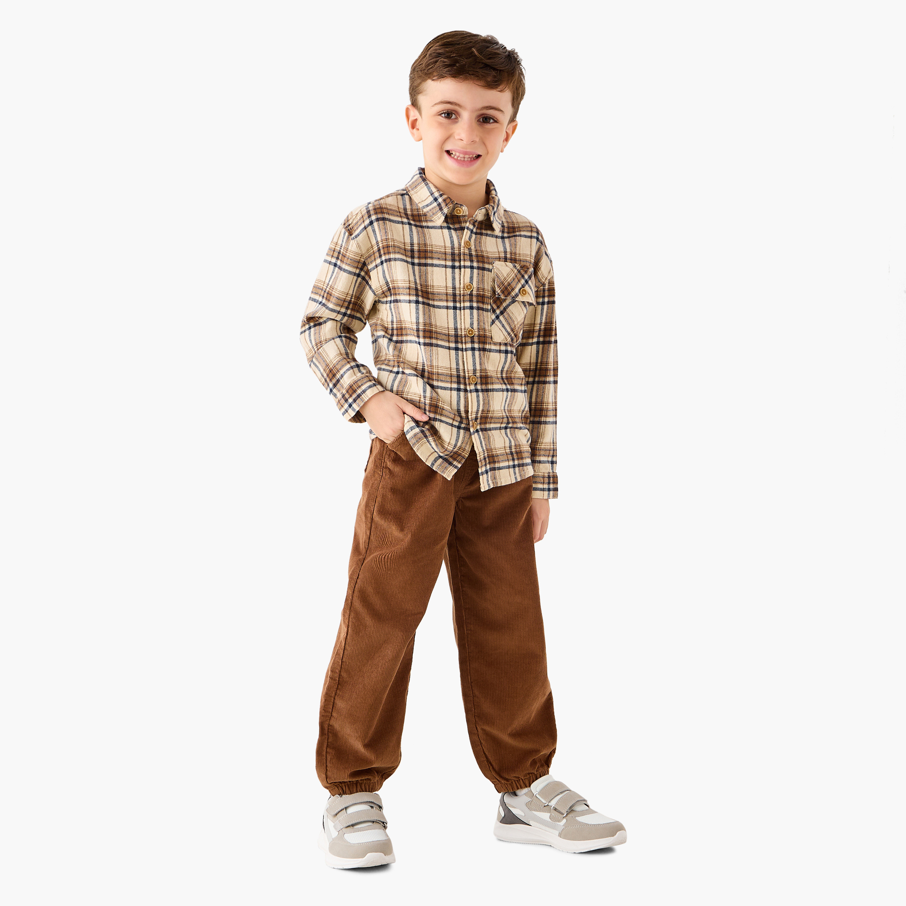 Juniors Checked Shirt with Long Sleeves-boys-clothing-shirts-image-2