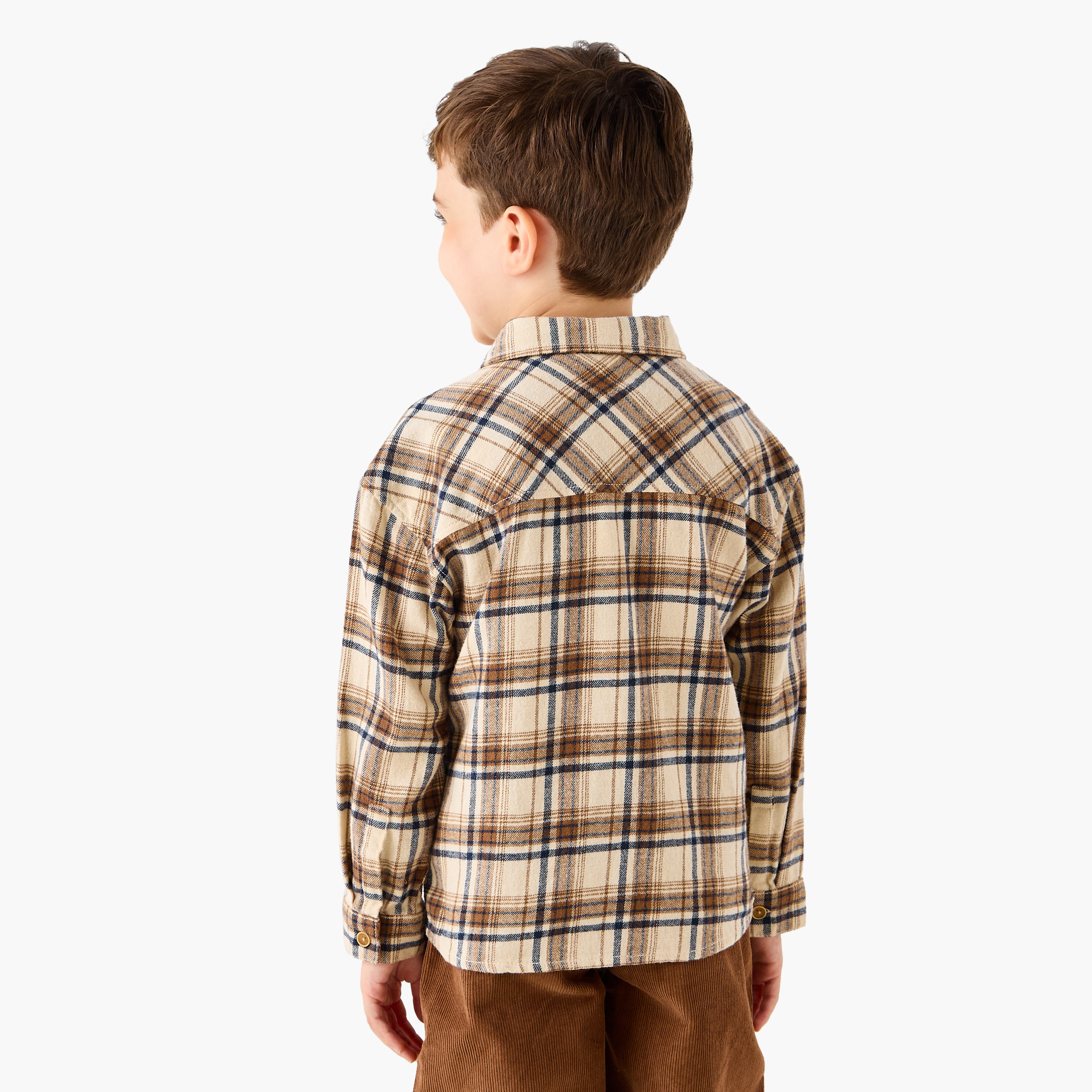 Juniors Checked Shirt with Long Sleeves-boys-clothing-shirts-image-3