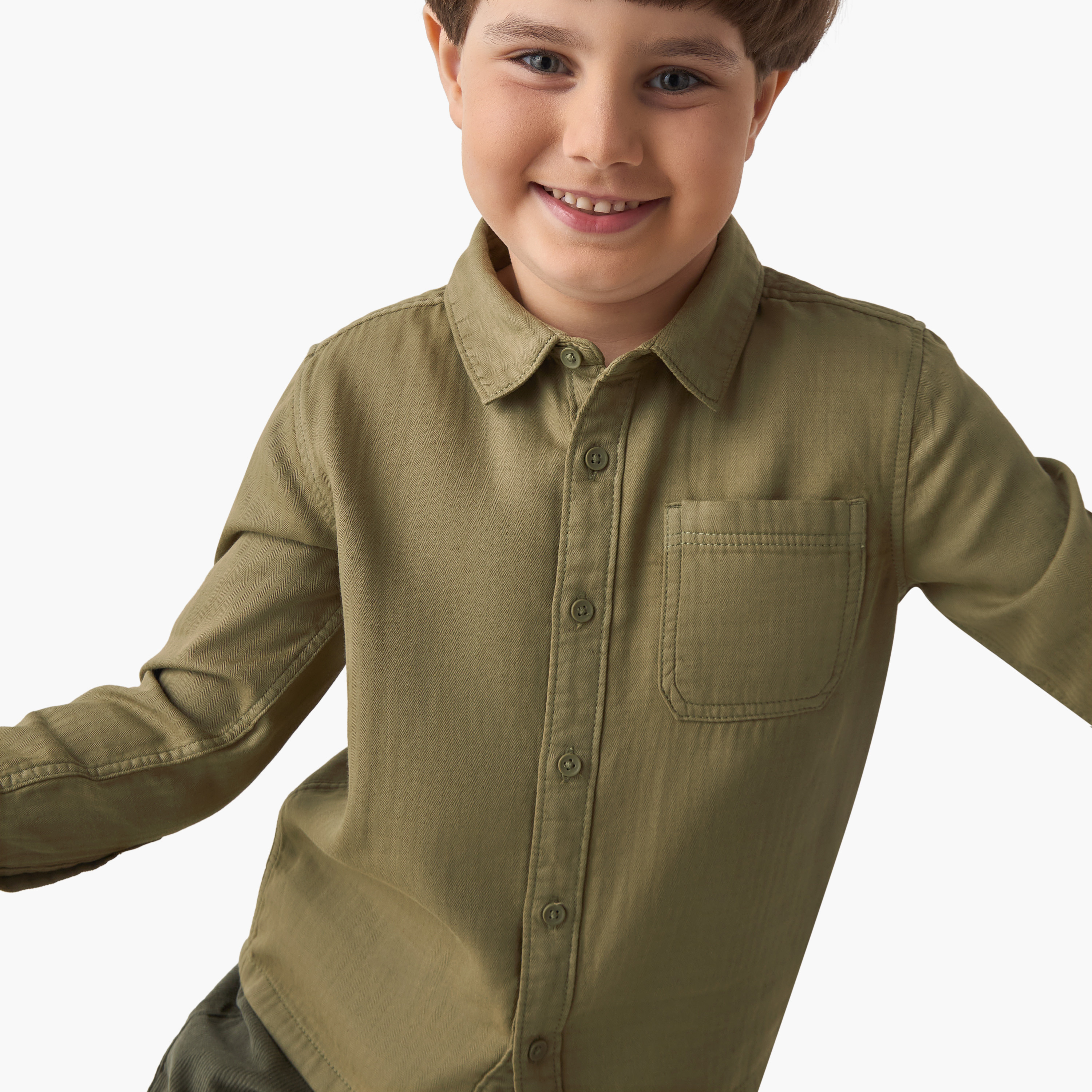Juniors Boys' Shirt with Pocket - Cotton - Long Sleeves - Collar-boys-clothing-shirts-image-4
