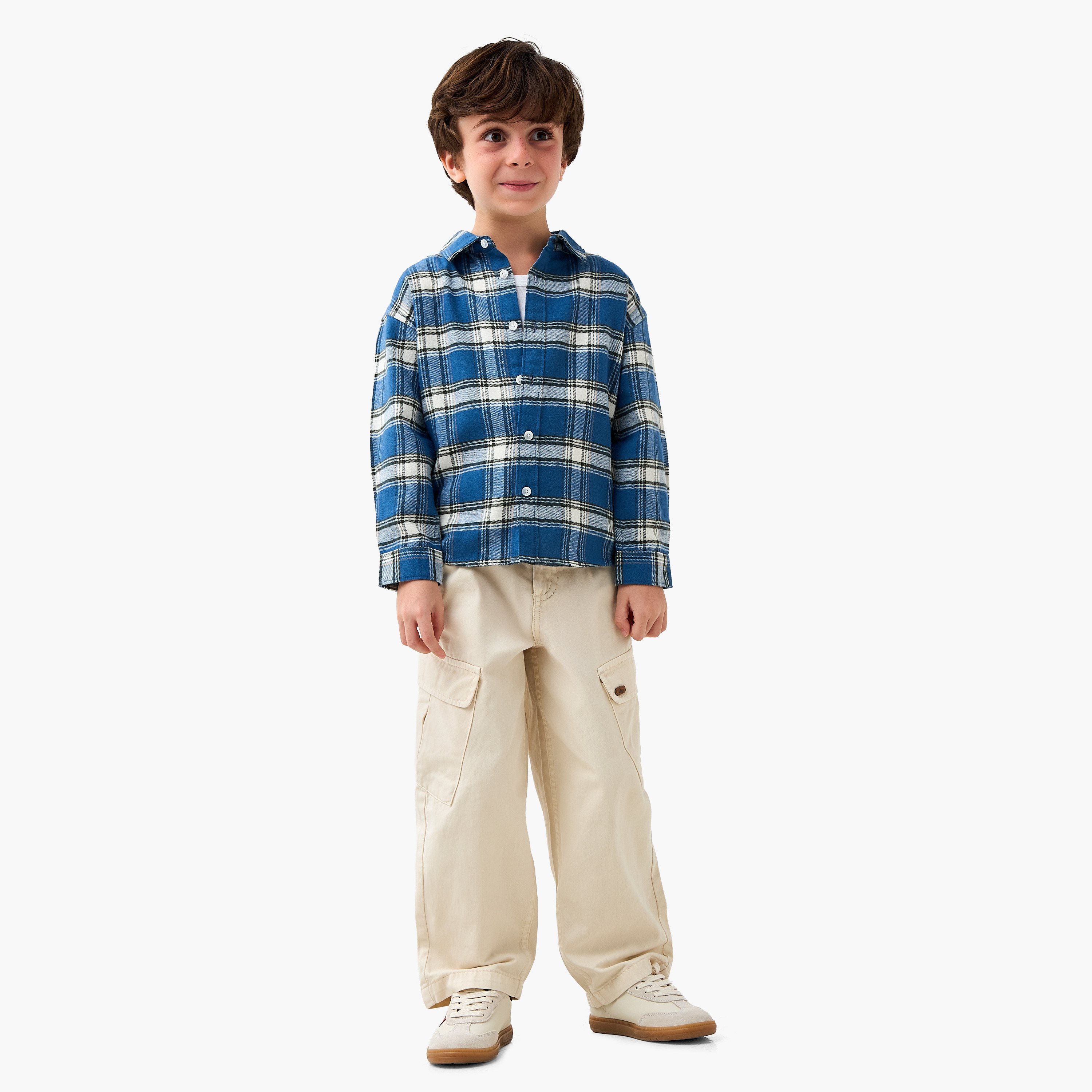 Juniors Long Sleeves Shirt with Checks-boys-clothing-shirts-image-2