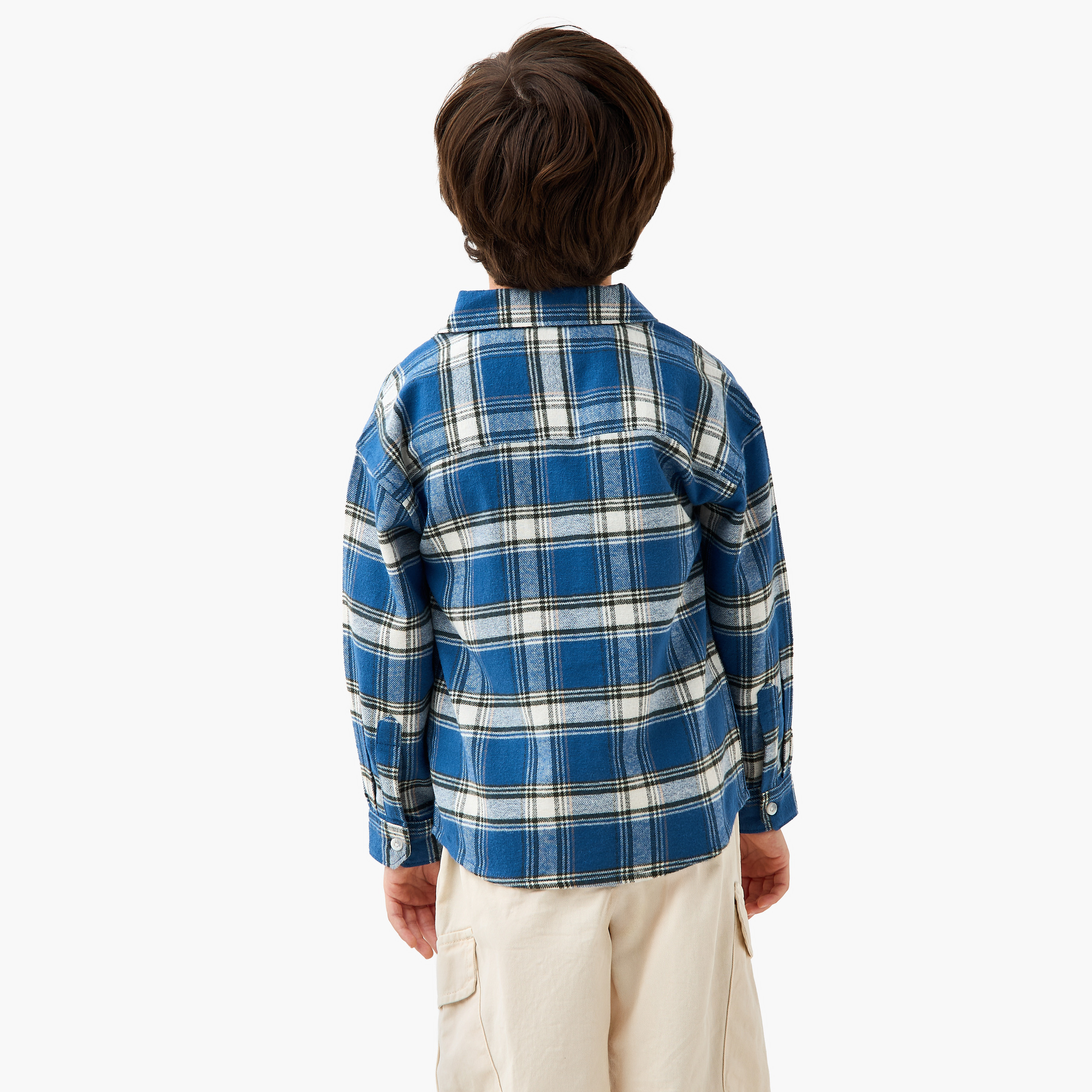 Juniors Long Sleeves Shirt with Checks-boys-clothing-shirts-image-3