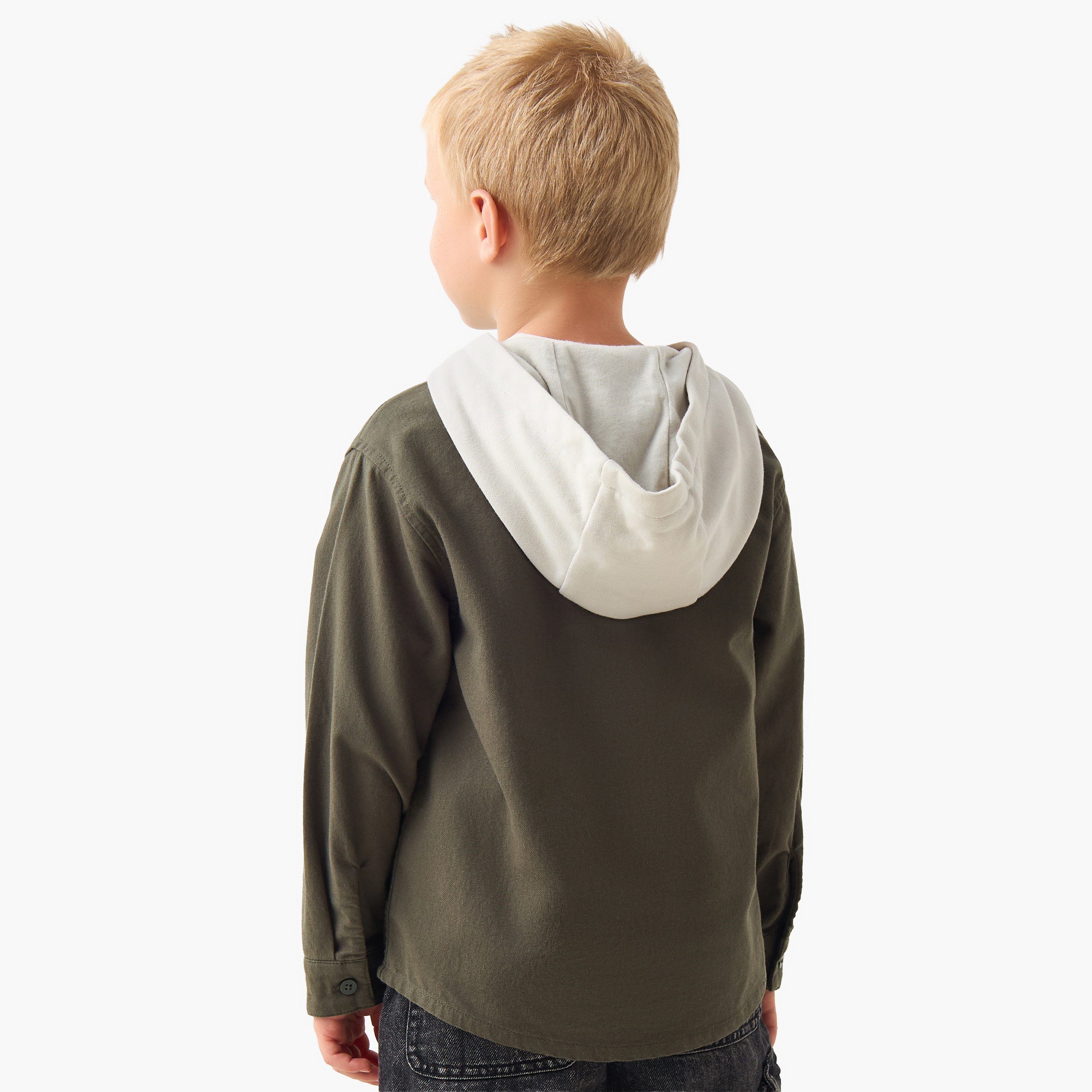 Juniors Long Sleeves Shirt with Hooded Neck-boys-clothing-shirts-image-3