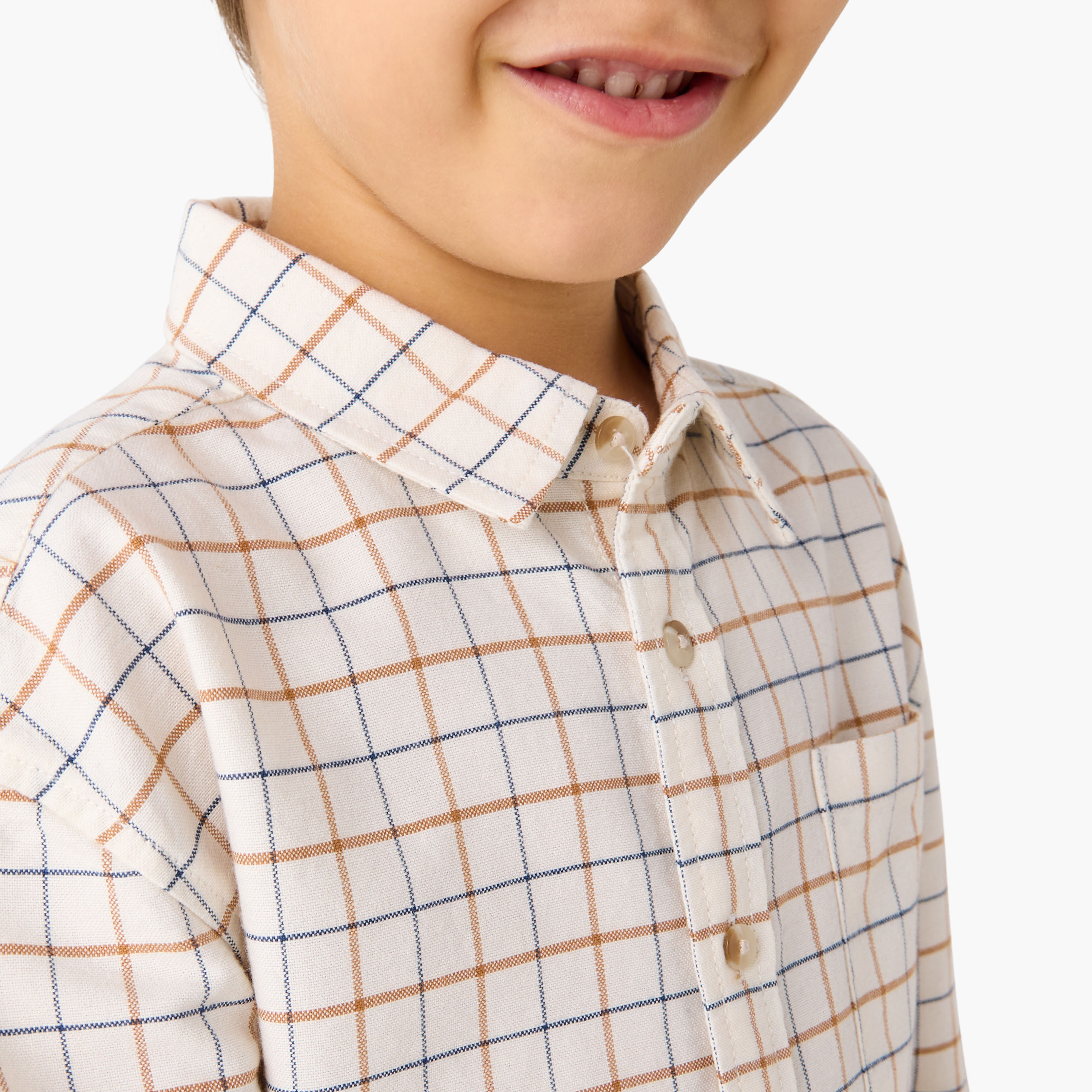 Juniors Checked Shirt with Pocket and Long Sleeves-boys-clothing-shirts-image-4