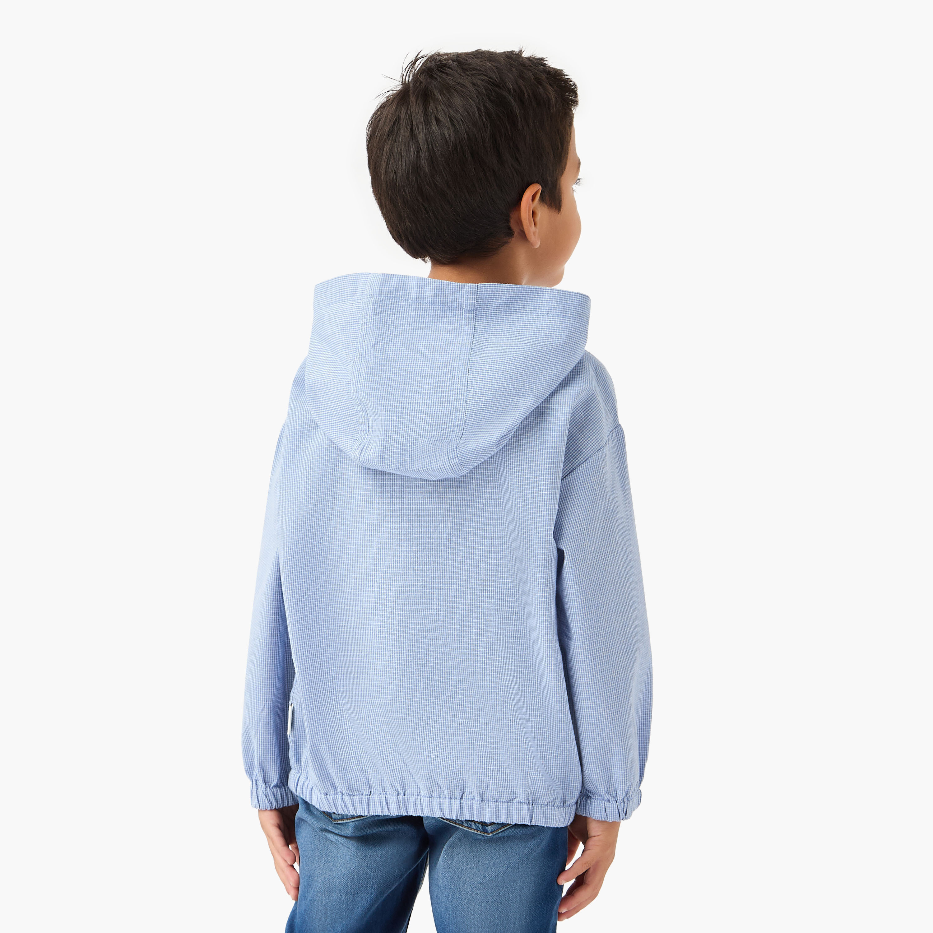 Lee Cooper Checked Hooded Shirt with Long Sleeves-boys-clothing-shirts-image-3
