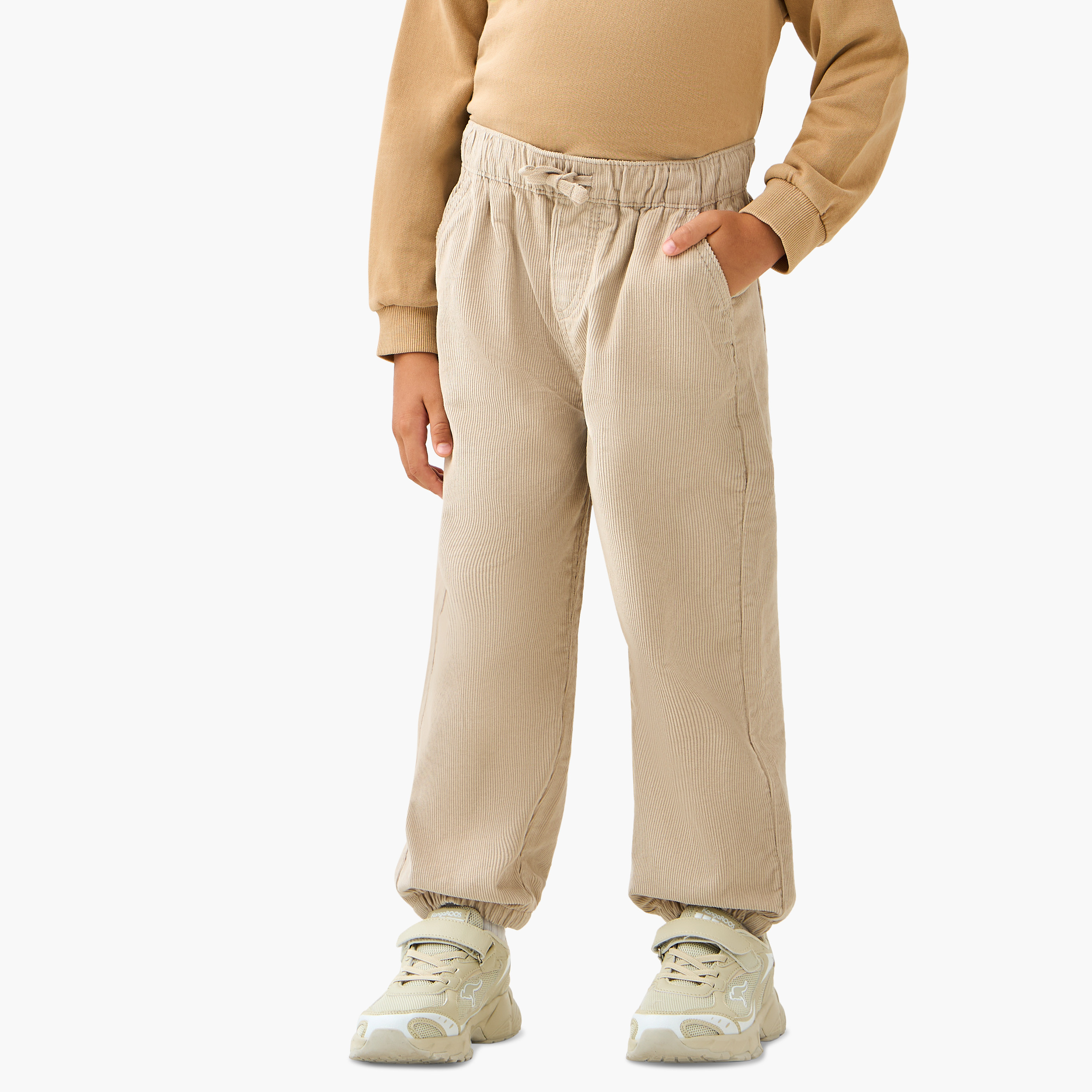Juniors Boys Trousers with Ribbed Texture - Cotton - Drawstring Waist-baby-boys-clothing-bottoms-joggersandtrackpants-image-1